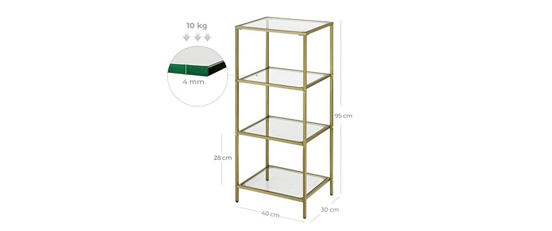 Regal 40 x 30 x 95 cm, Gold - MEGART
