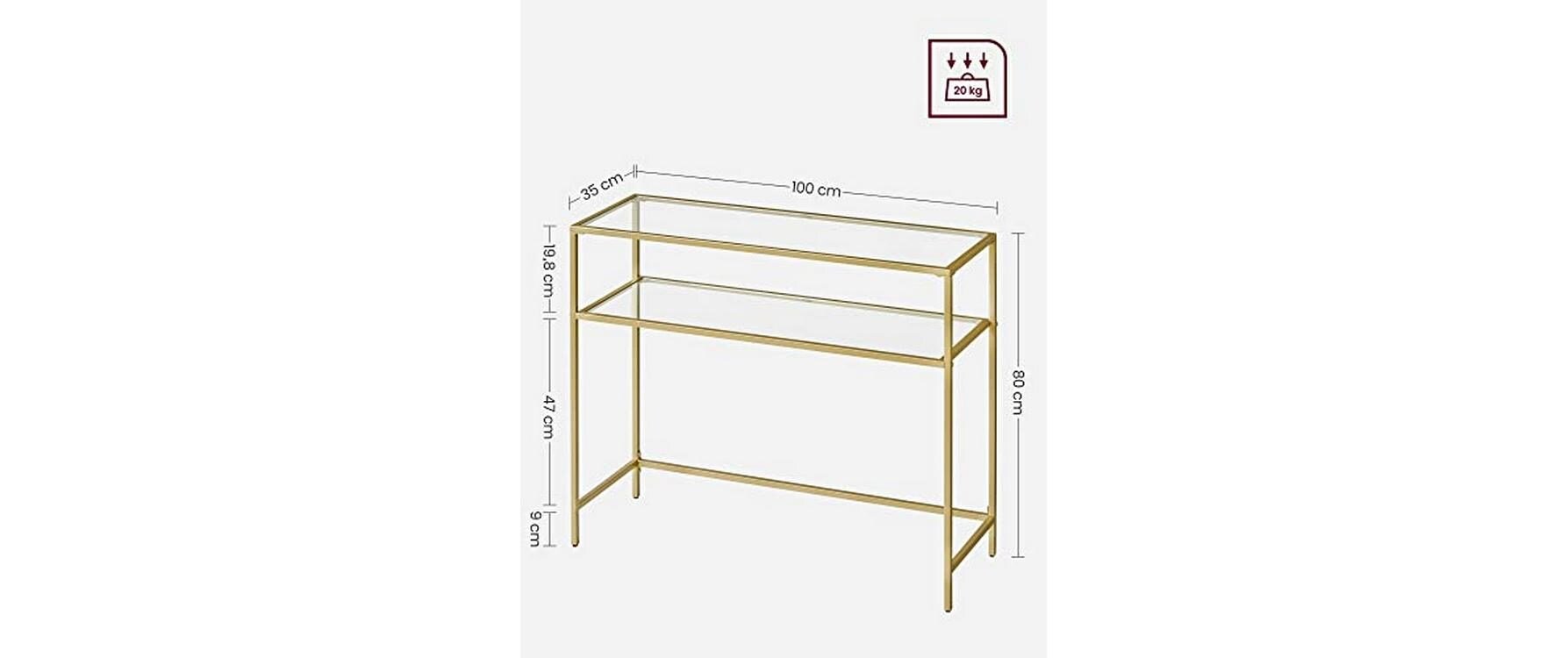 Konsolentisch 100 x 35 x 80 cm, Gold - MEGART