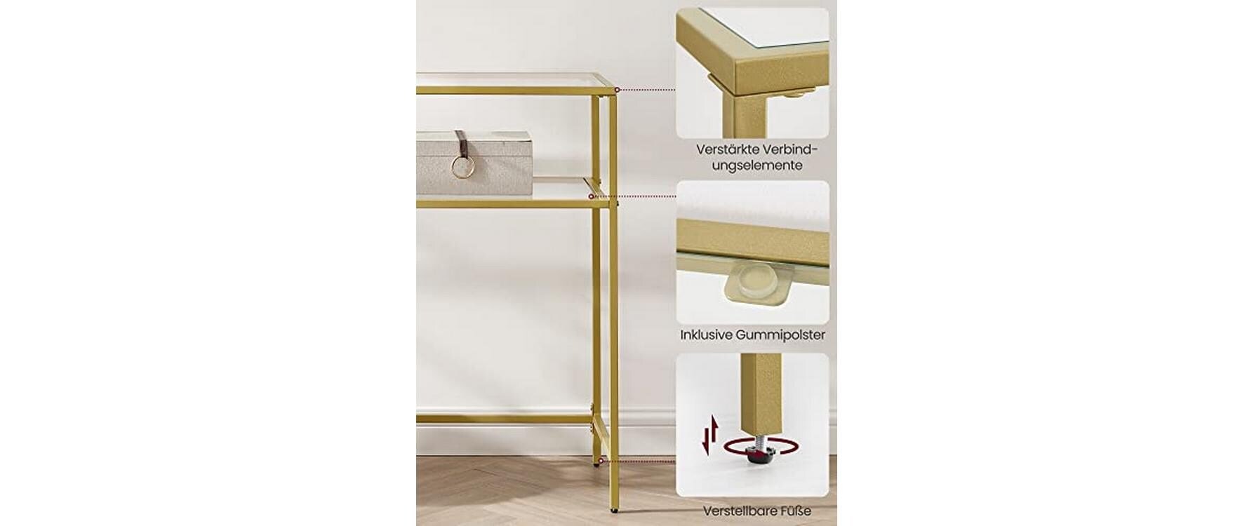 Konsolentisch 100 x 35 x 80 cm, Gold - MEGART