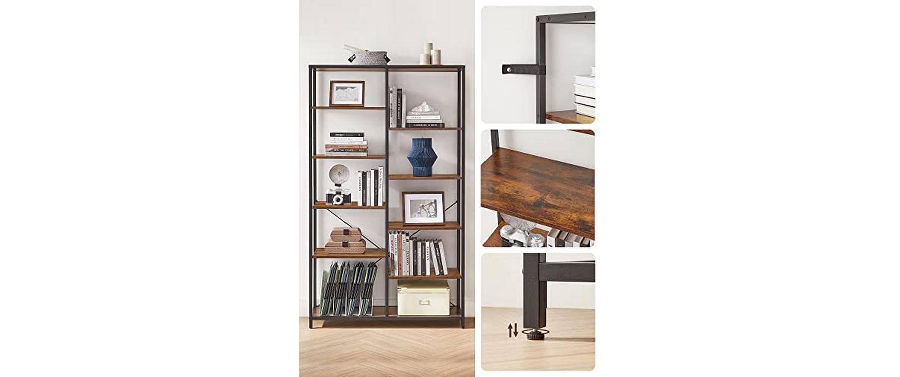 Regal mit 10 Ebenen 100 x 30 x 17 cm, Braun/Schwarz - MEGART