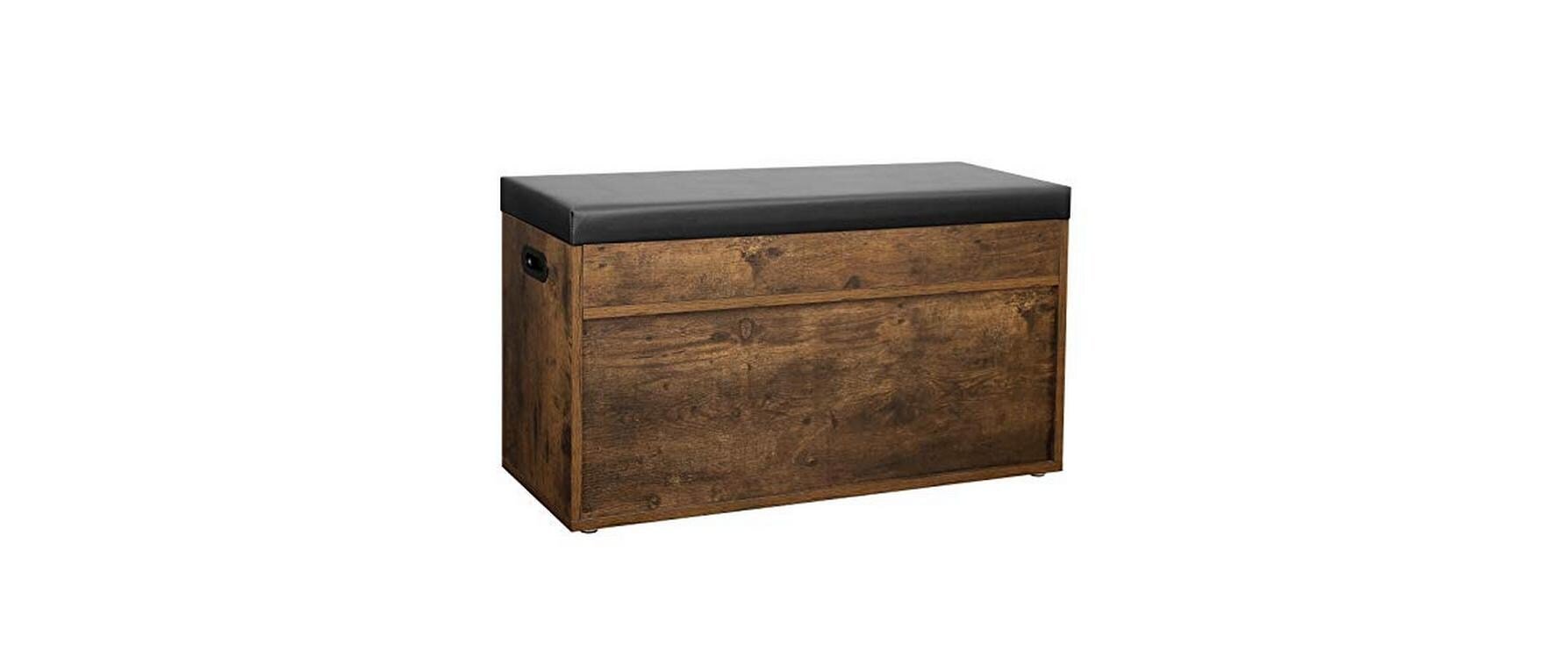 Sitztruhe mit 3 Fächern 80 x 44 x 30 cm, Braun - MEGART