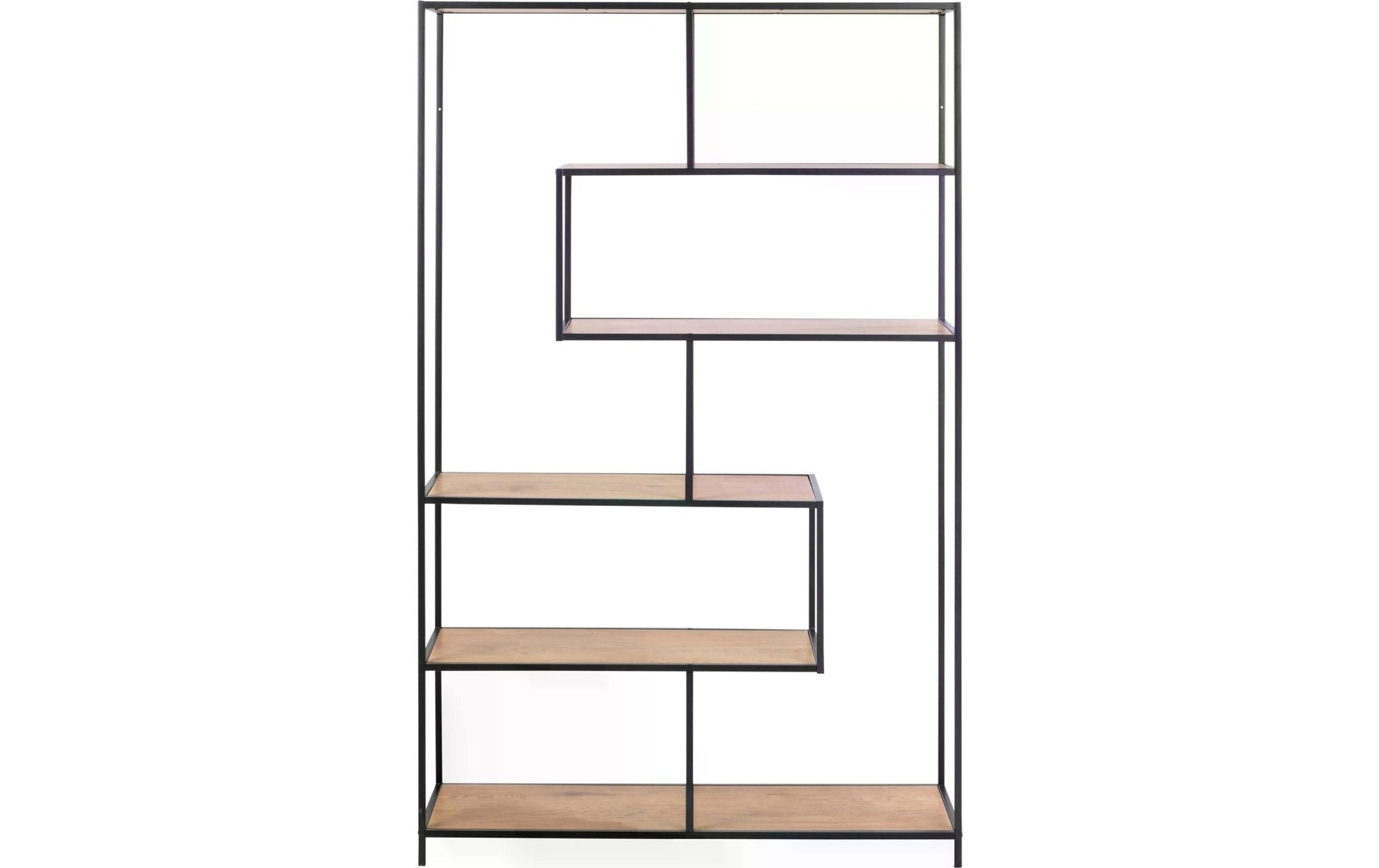 Regal Seaford 114 x 35 x 185 cm, Eiche/Schwarz - MEGART