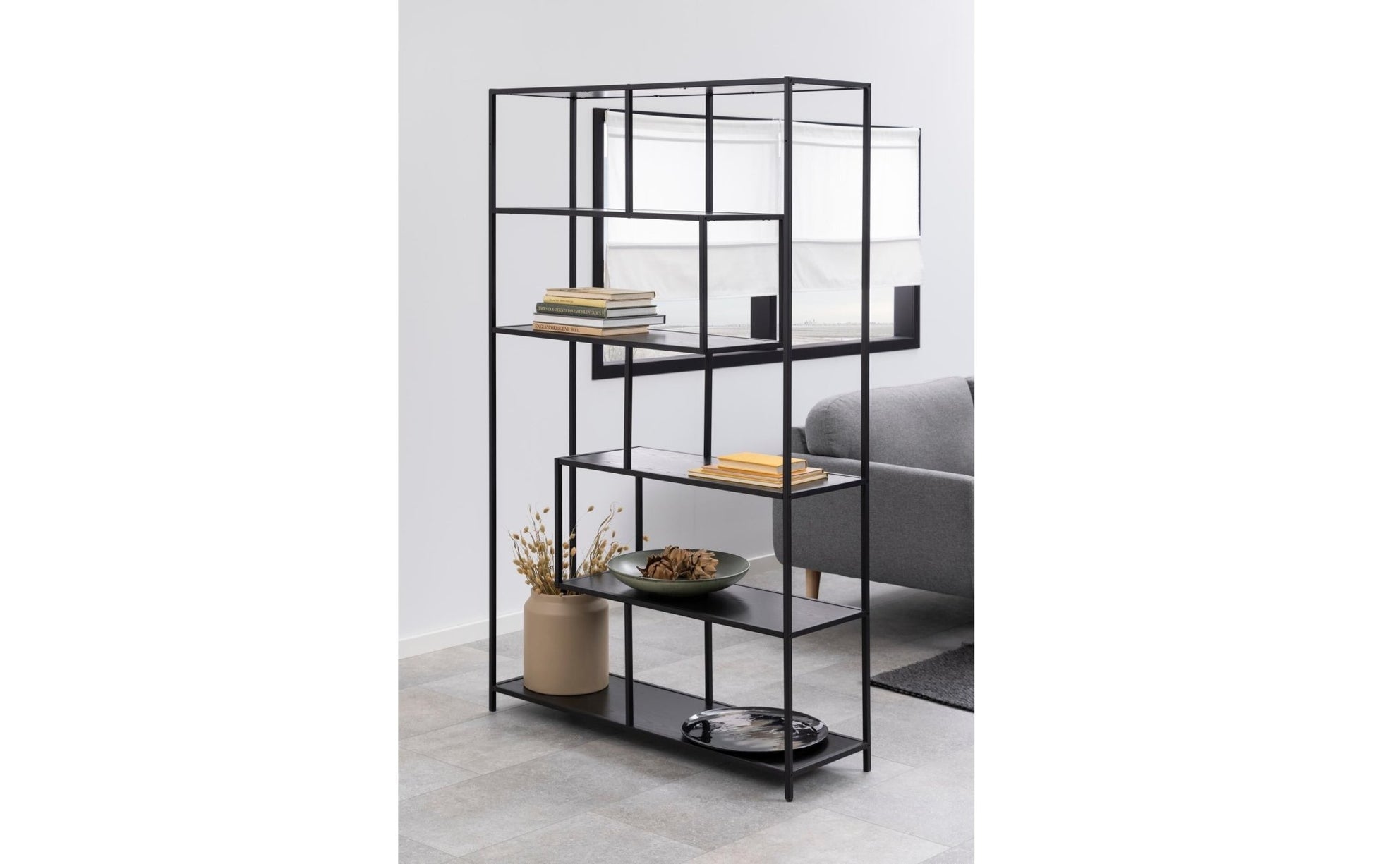 Regal Seaford 114 x 35 x 185 cm, Schwarz - MEGART