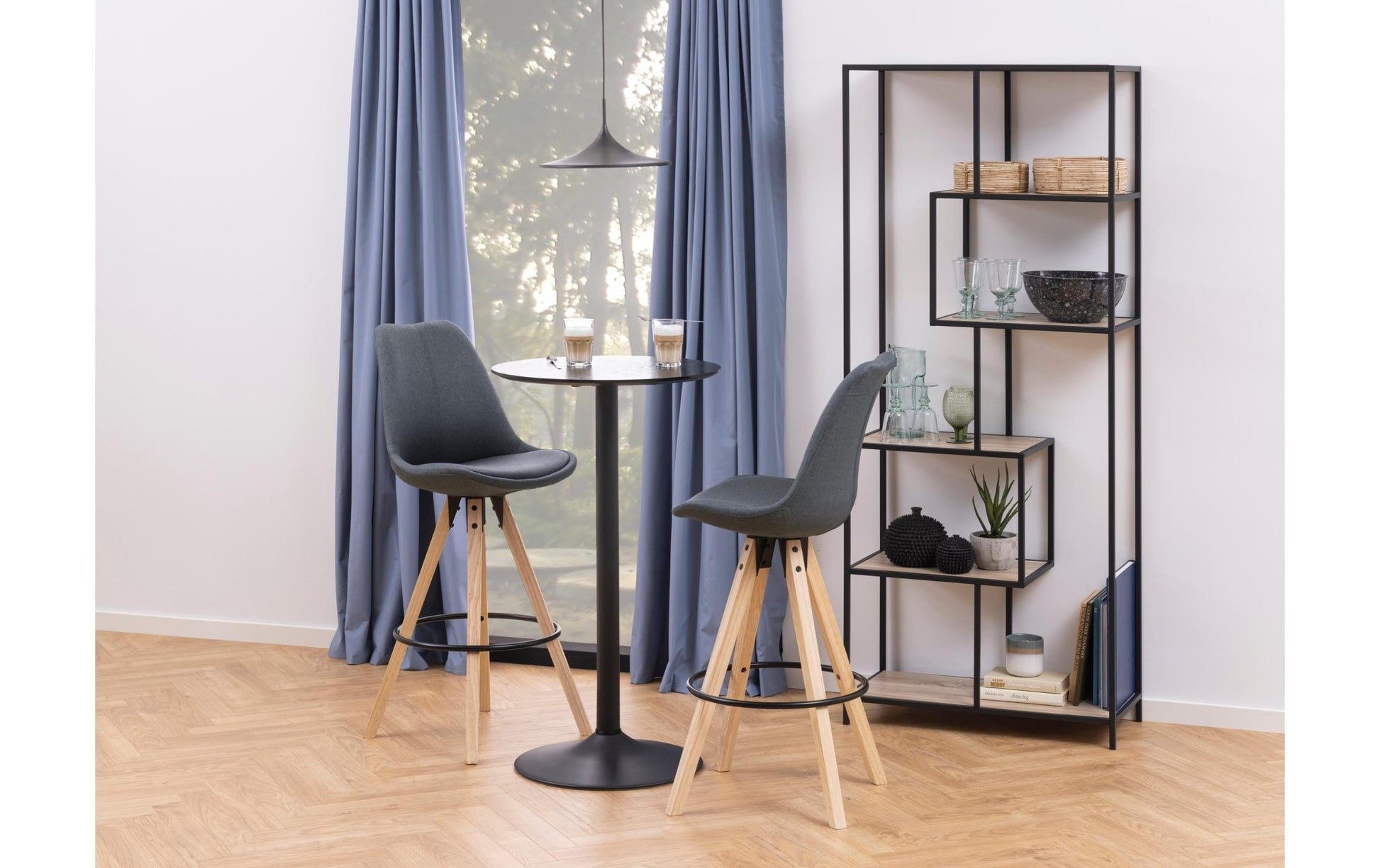 Regal Seaford 77 x 35 x 185 cm, Eiche/Schwarz - MEGART
