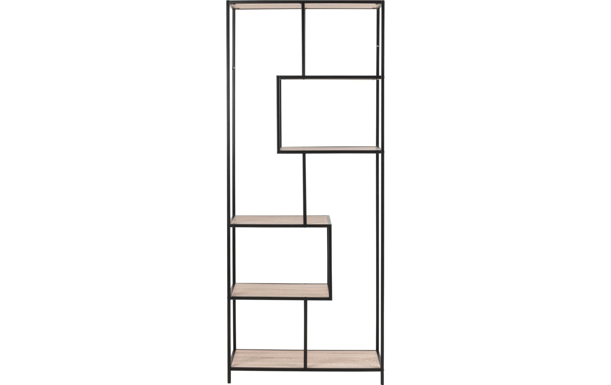 Regal Seaford 77 x 35 x 185 cm, Eiche/Schwarz - MEGART