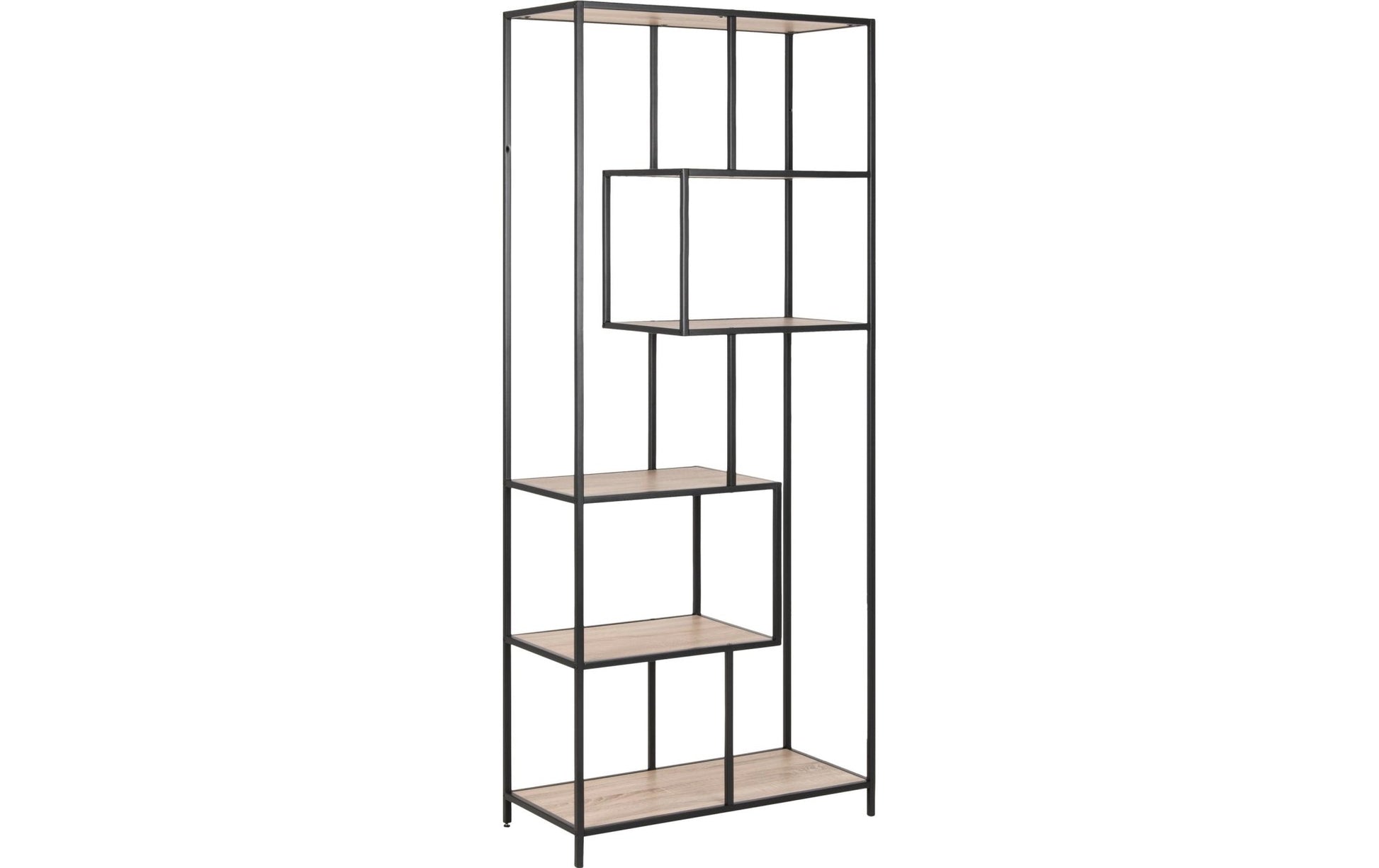 Regal Seaford 77 x 35 x 185 cm, Eiche/Schwarz - MEGART