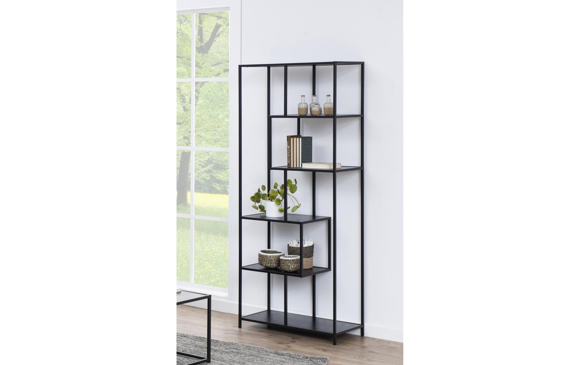 Regal Seaford 77 x 35 x 185 cm, Schwarz - MEGART