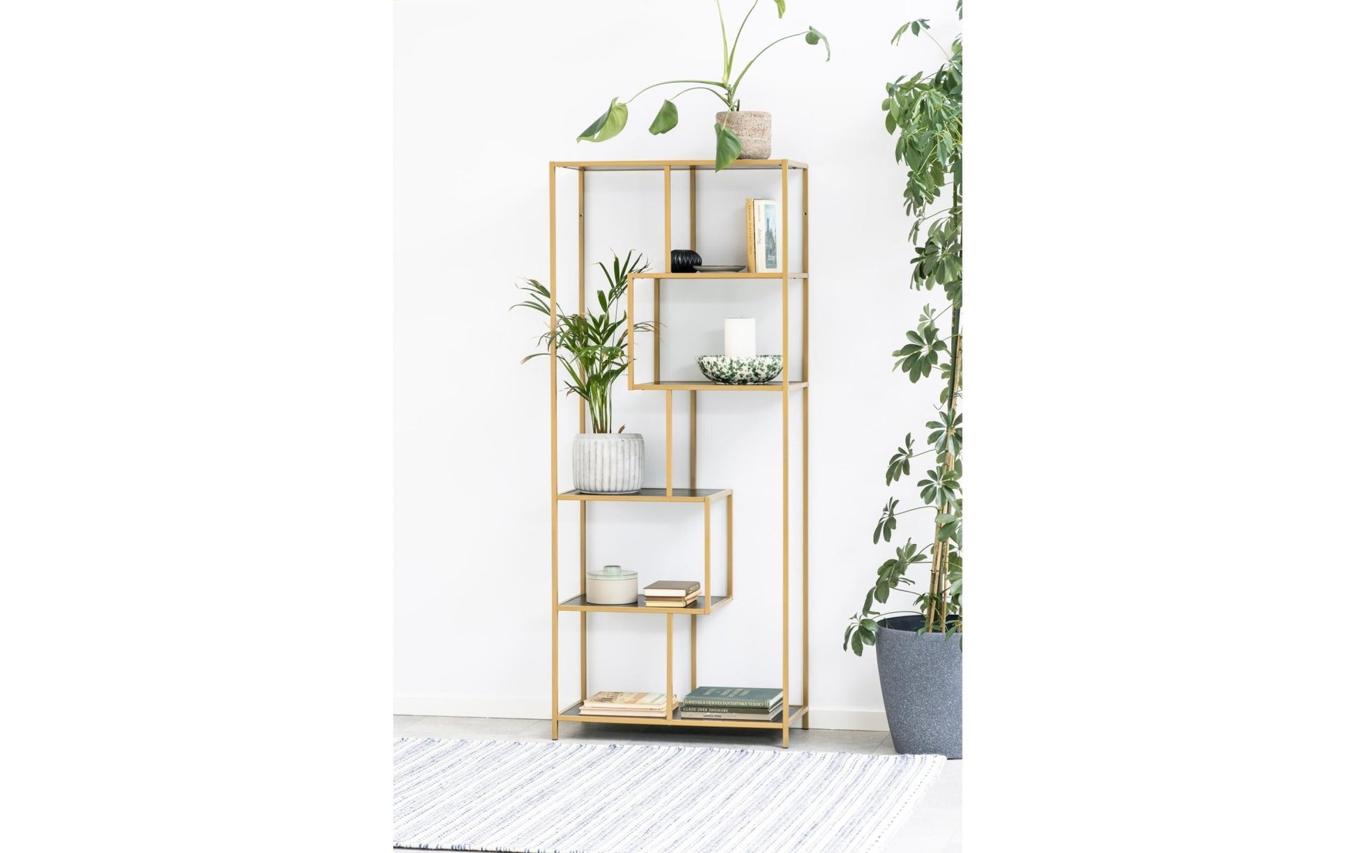 Regal Seaford 77 x 35 x 185 cm, Gold/Schwarz - MEGART