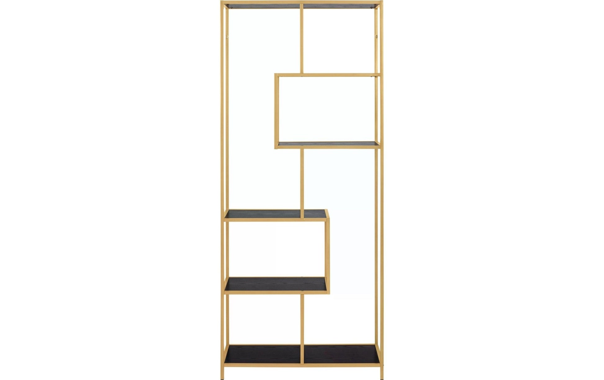 Regal Seaford 77 x 35 x 185 cm, Gold/Schwarz - MEGART