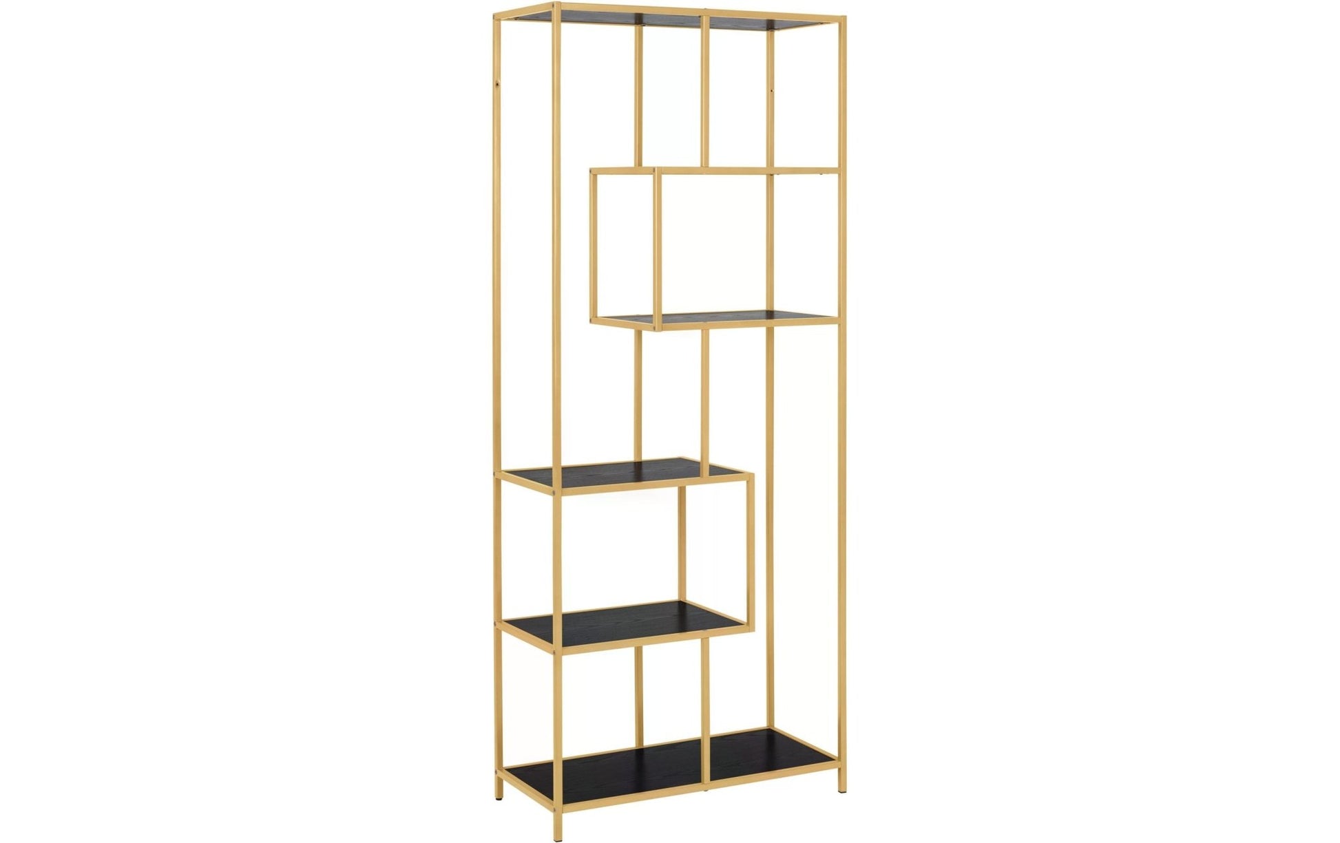 Regal Seaford 77 x 35 x 185 cm, Gold/Schwarz - MEGART
