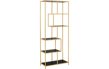 Regal Seaford 77 x 35 x 185 cm, Gold/Schwarz - MEGART