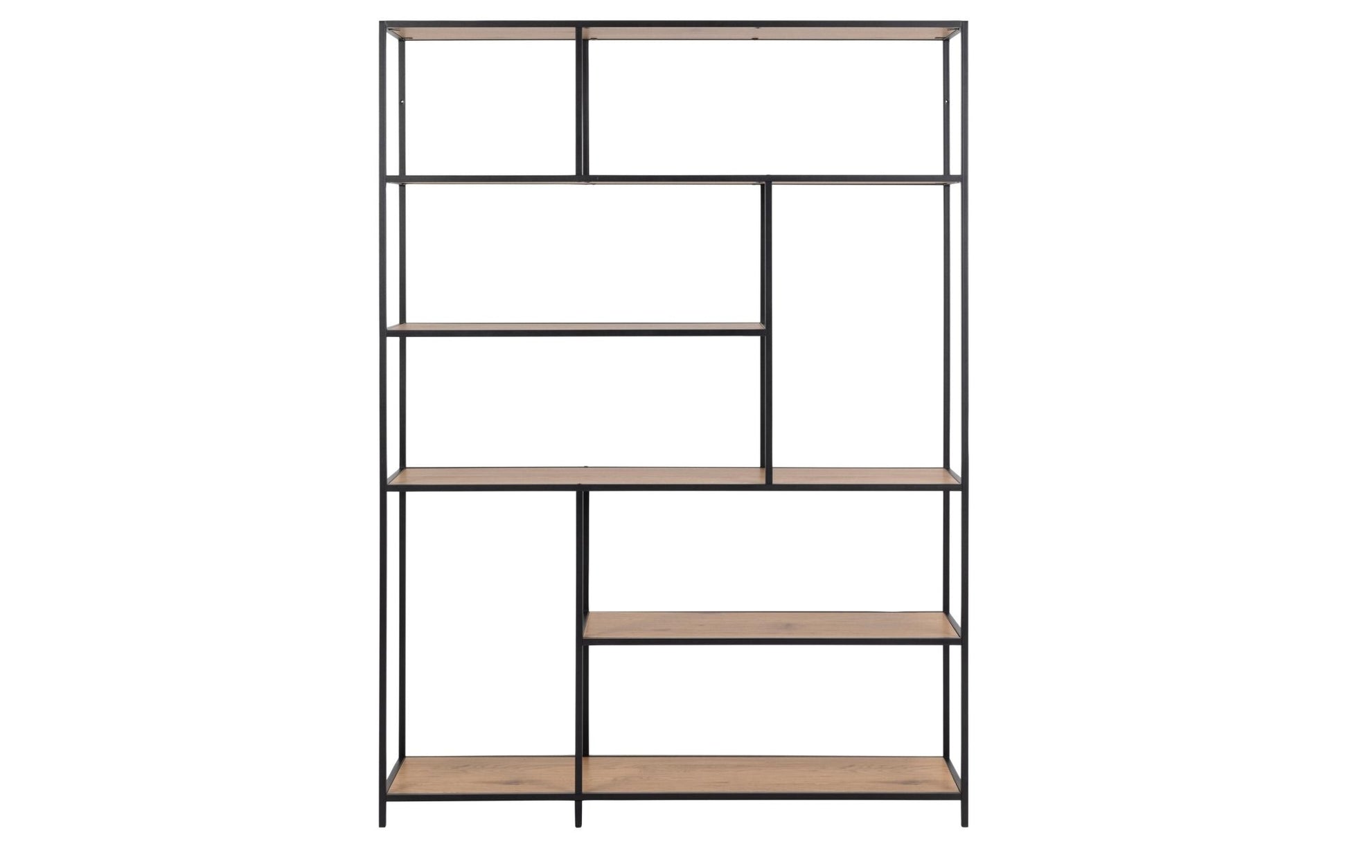 Regal Seaford 135 x 35 x 185 cm, Eiche/Schwarz - MEGART