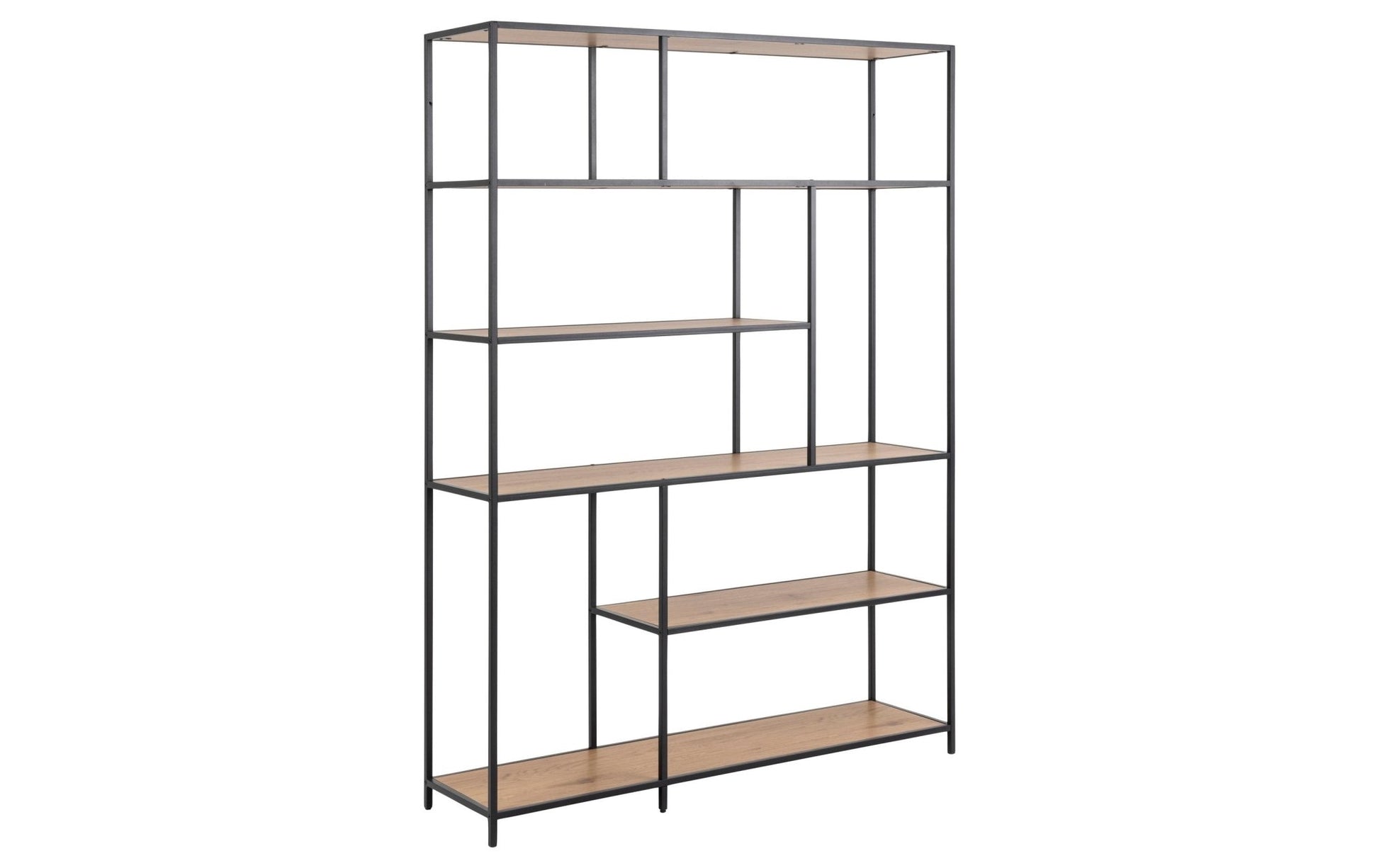 Regal Seaford 135 x 35 x 185 cm, Eiche/Schwarz - MEGART