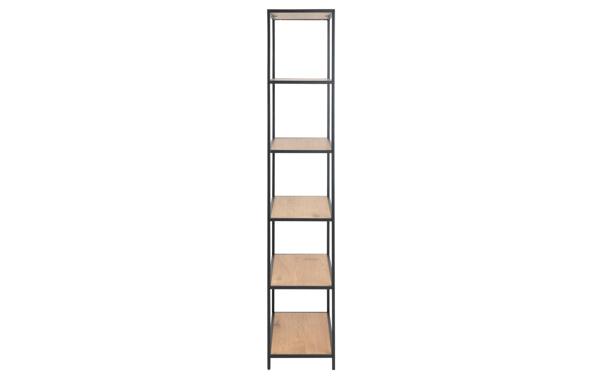 Regal Seaford 77 x 35 x 185 cm, Eiche/Schwarz matt - MEGART