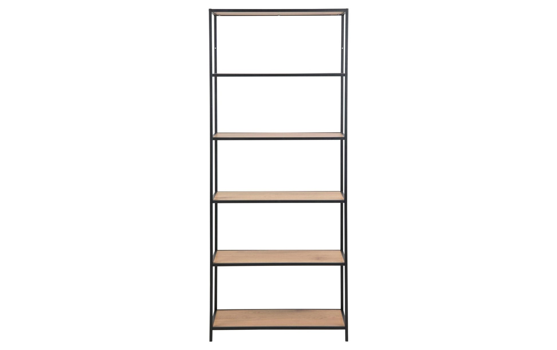 Regal Seaford 77 x 35 x 185 cm, Eiche/Schwarz matt - MEGART