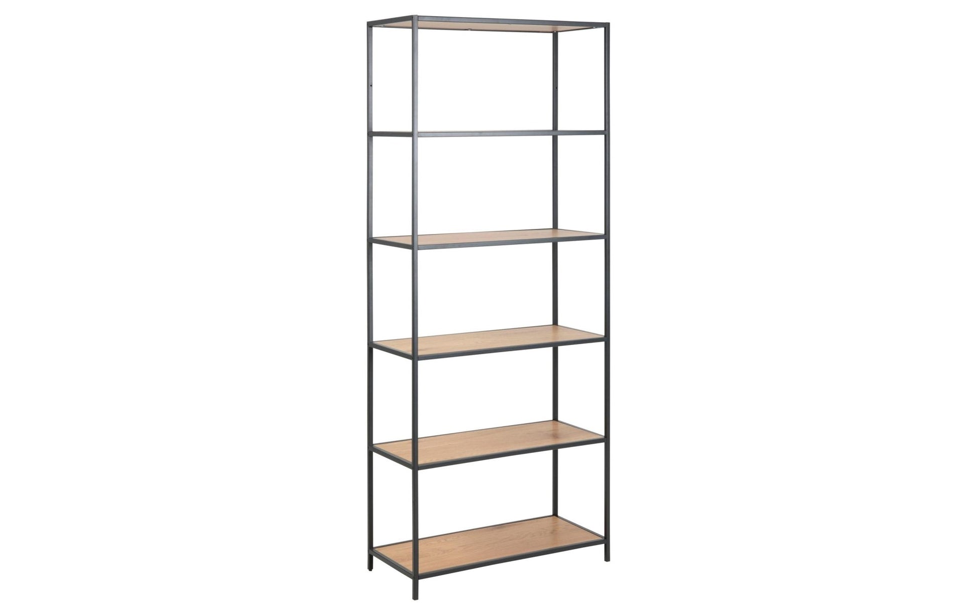 Regal Seaford 77 x 35 x 185 cm, Eiche/Schwarz matt - MEGART