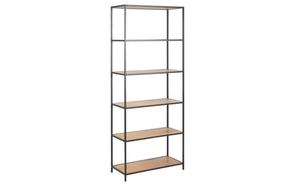 Regal Seaford 77 x 35 x 185 cm, Eiche/Schwarz matt - MEGART