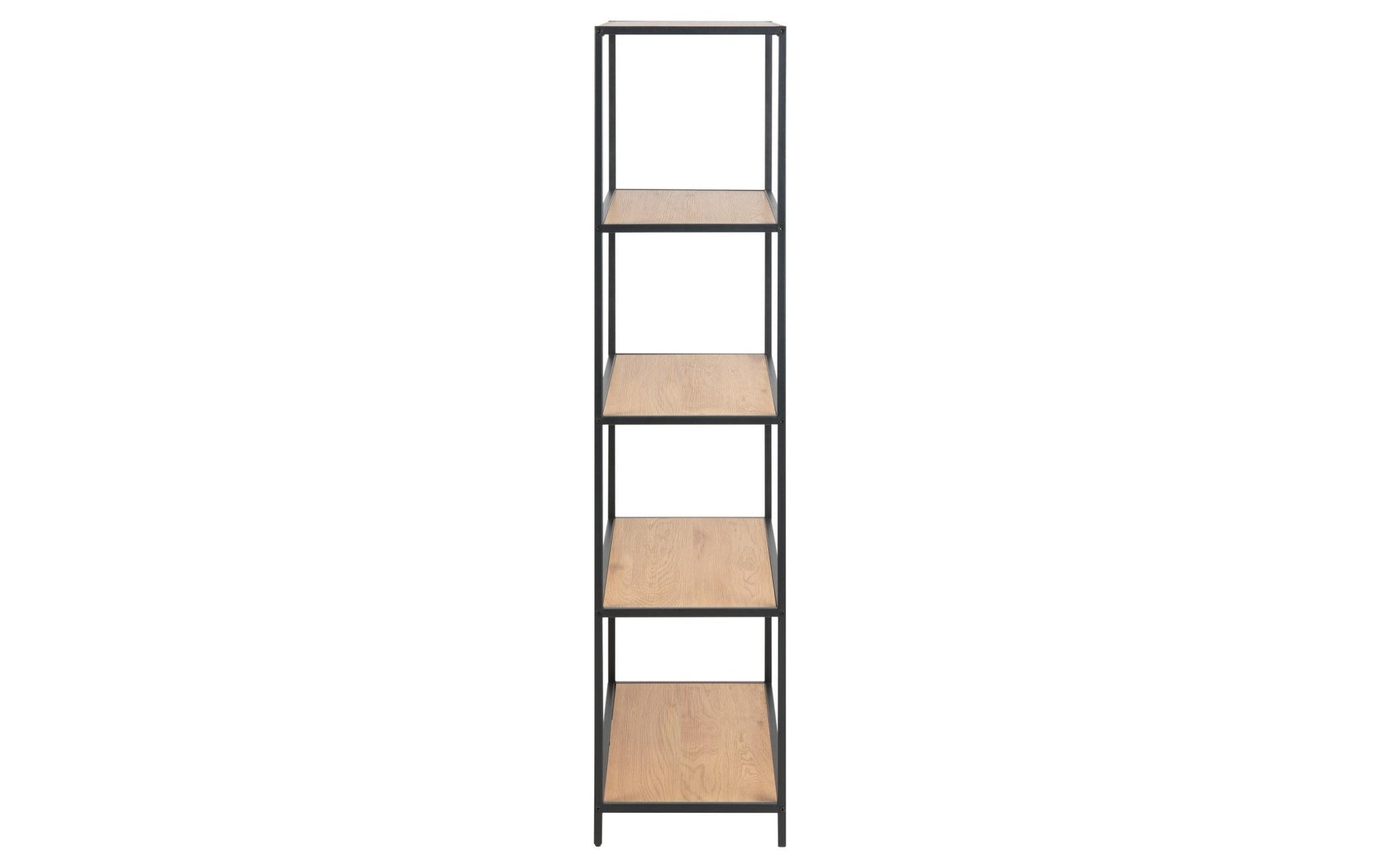 Regal Seaford 77 x 35 x 150 cm, Eiche/Schwarz matt - MEGART