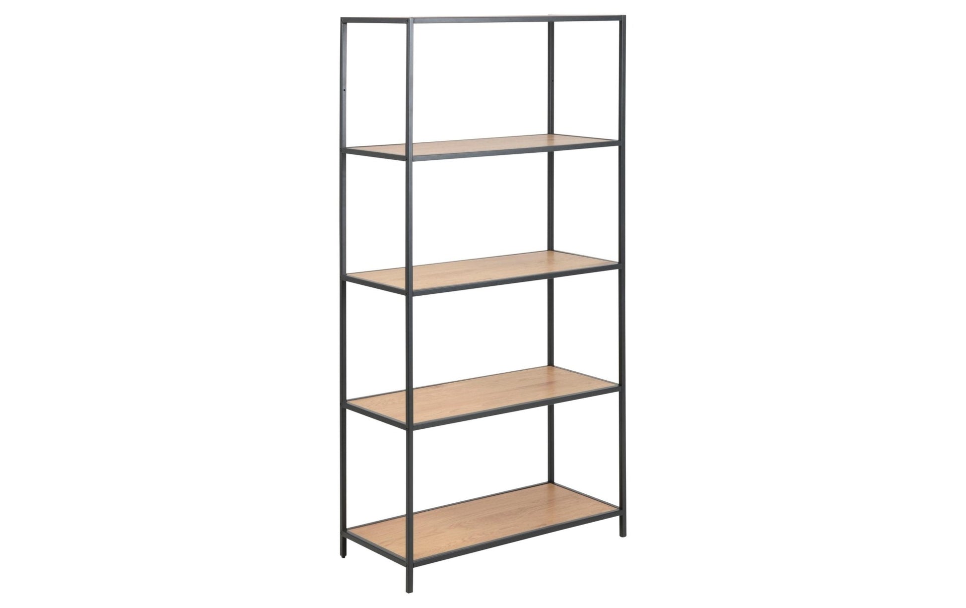 Regal Seaford 77 x 35 x 150 cm, Eiche/Schwarz matt - MEGART