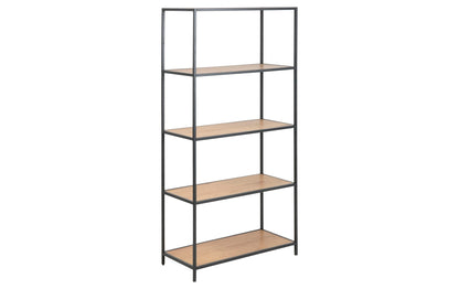 Regal Seaford 77 x 35 x 150 cm, Eiche/Schwarz matt - MEGART