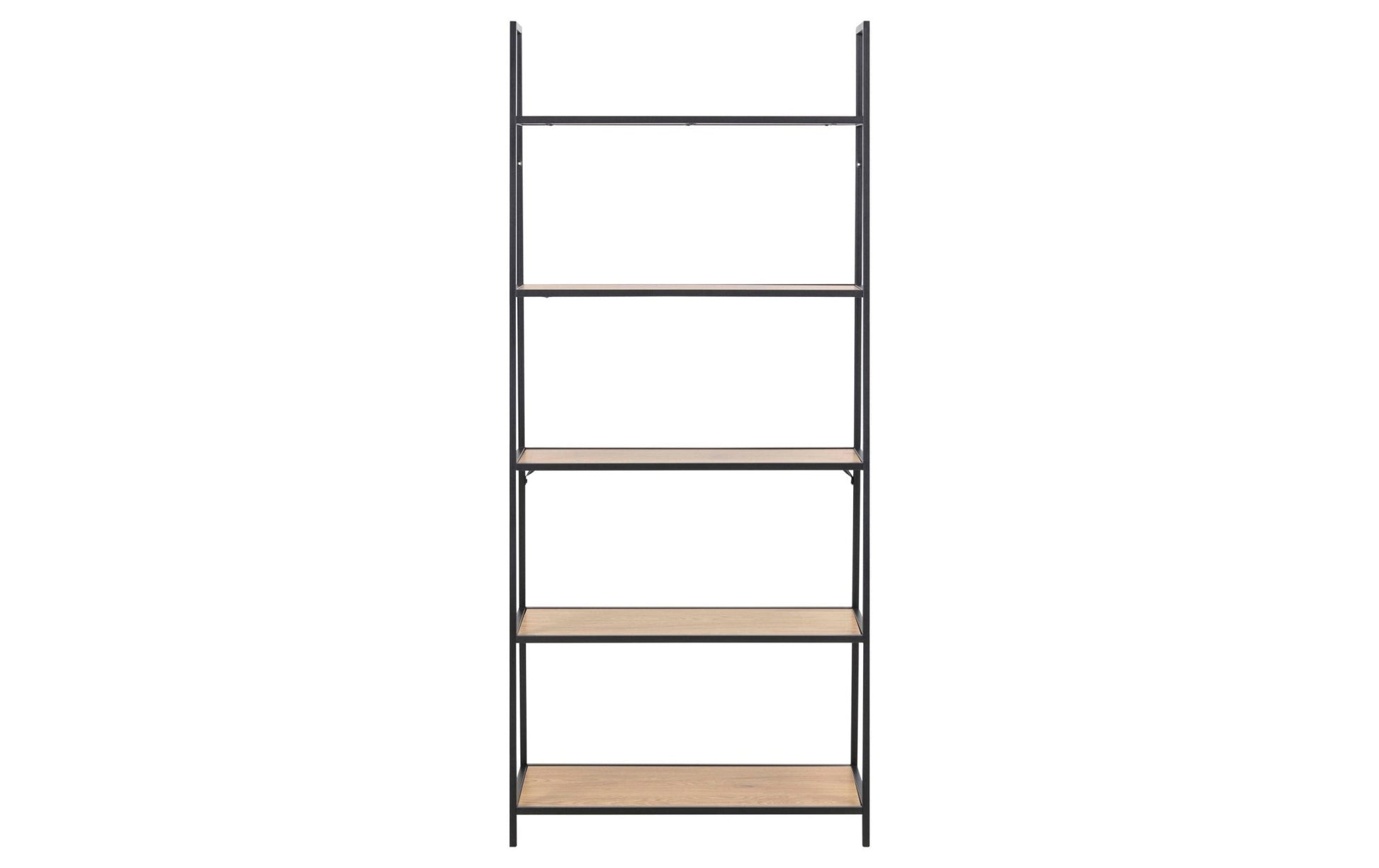 Regal Seaford 77 x 36 x 174.5 cm, Eiche/Schwarz matt - MEGART
