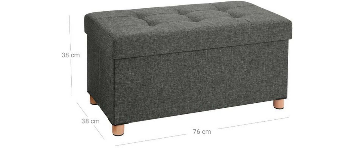 Sitztruhe mit Deckel 76 x 38 x 40 cm, Dunkelgrau - MEGART
