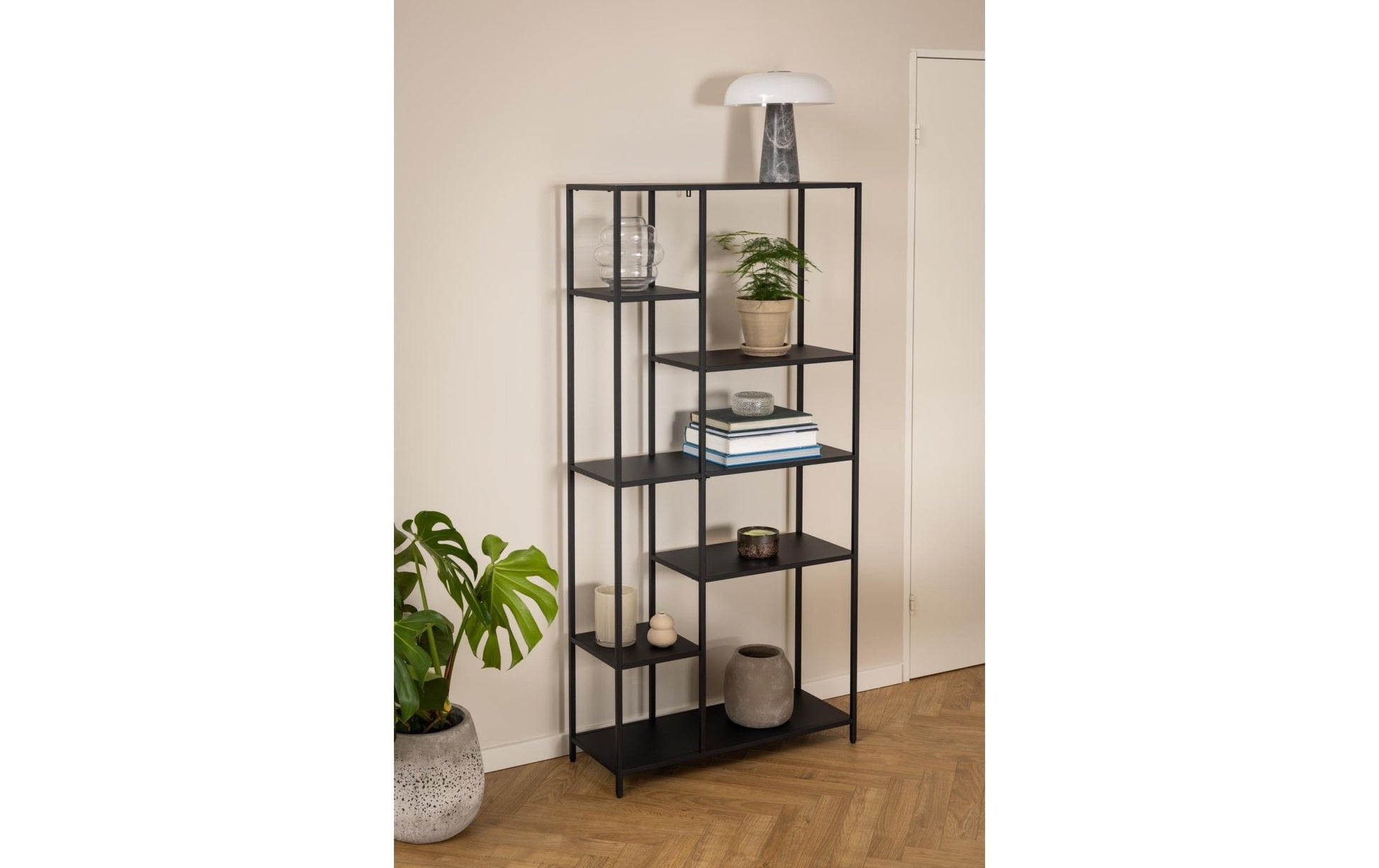 Regal Newcastle 79,5 x 30 x 165 cm, Schwarz - MEGART