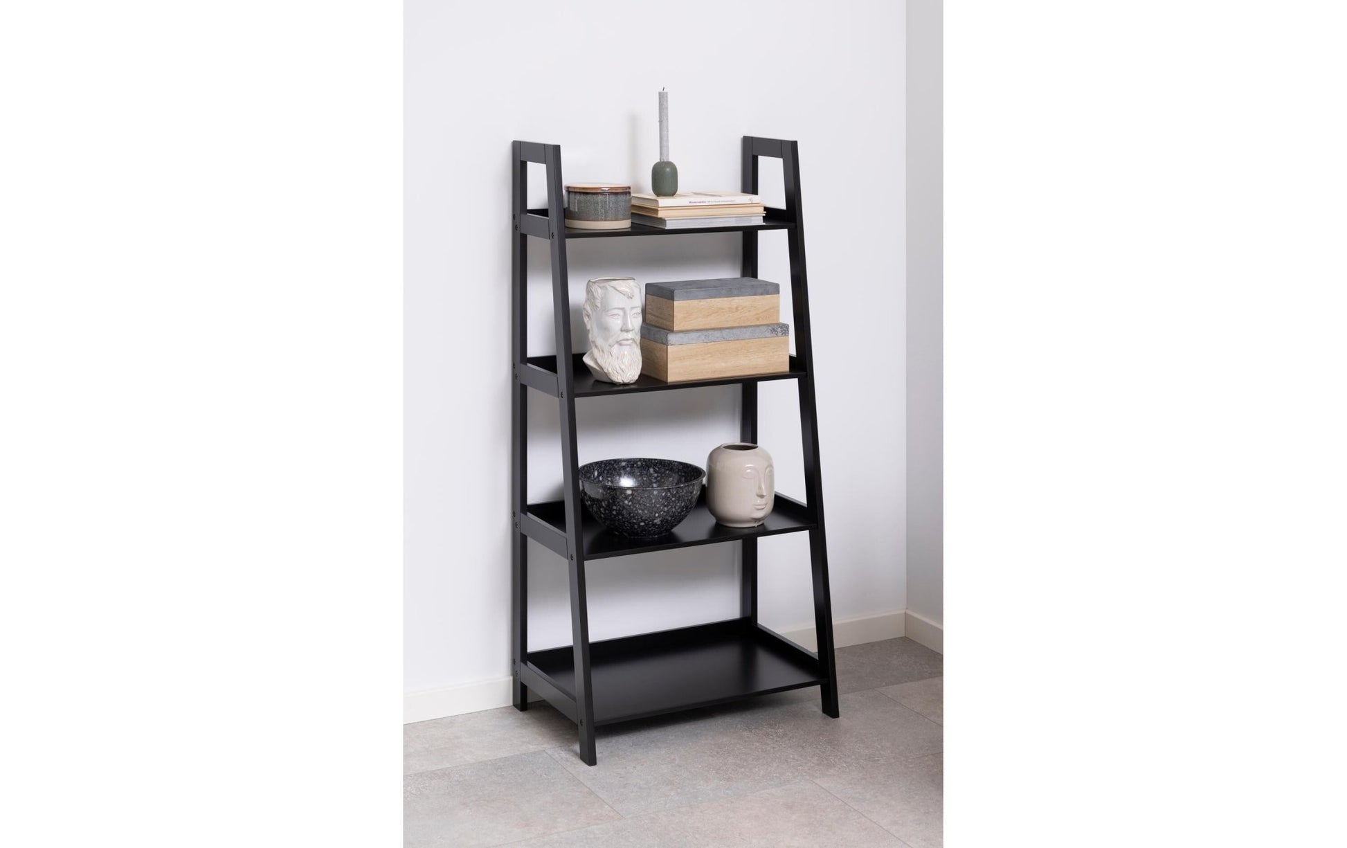 Regal Wally 63 x 40 x 130 cm, Schwarz - MEGART