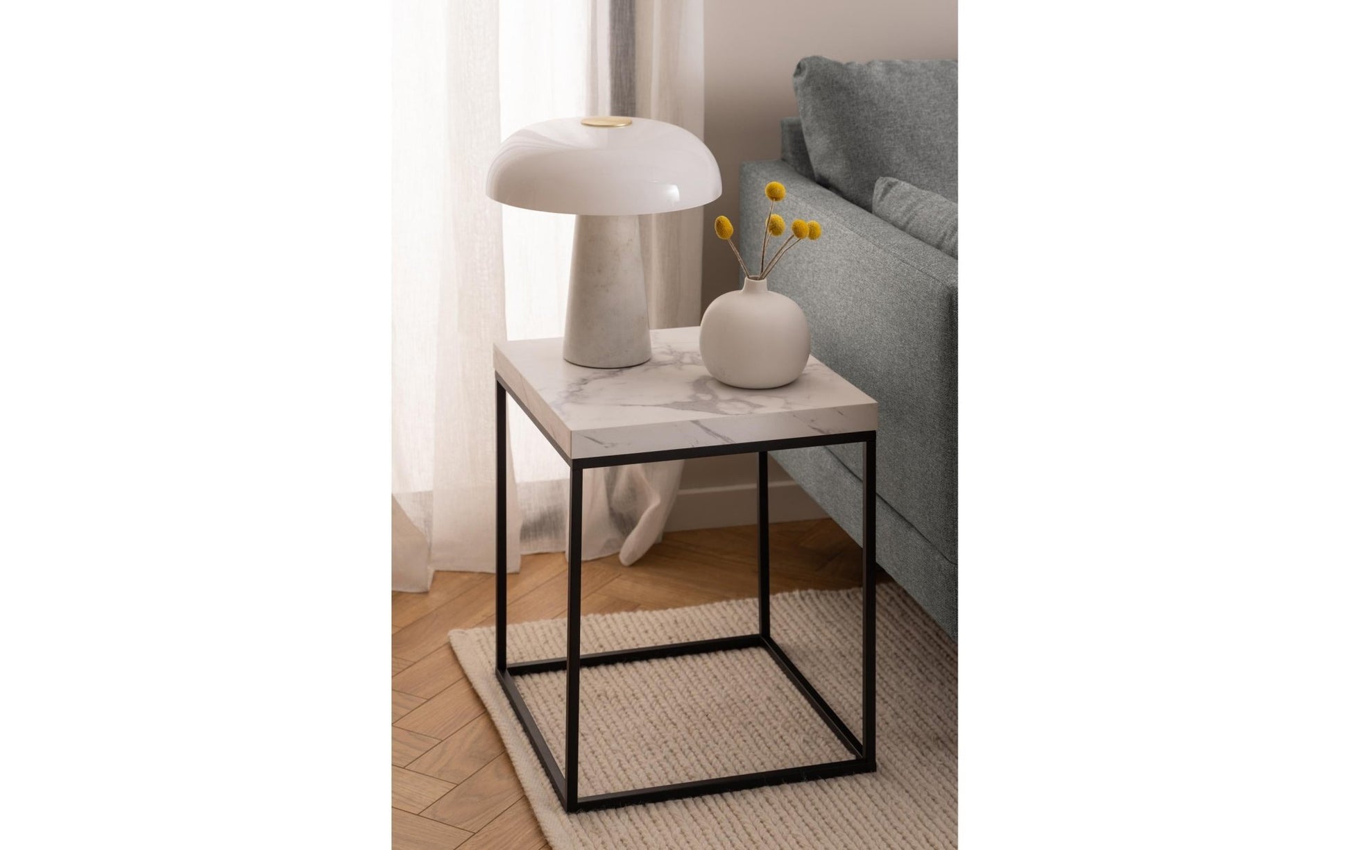 Beistelltisch Barossa 40 x 40 x 45 cm, Schwarz/Weiss - MEGART