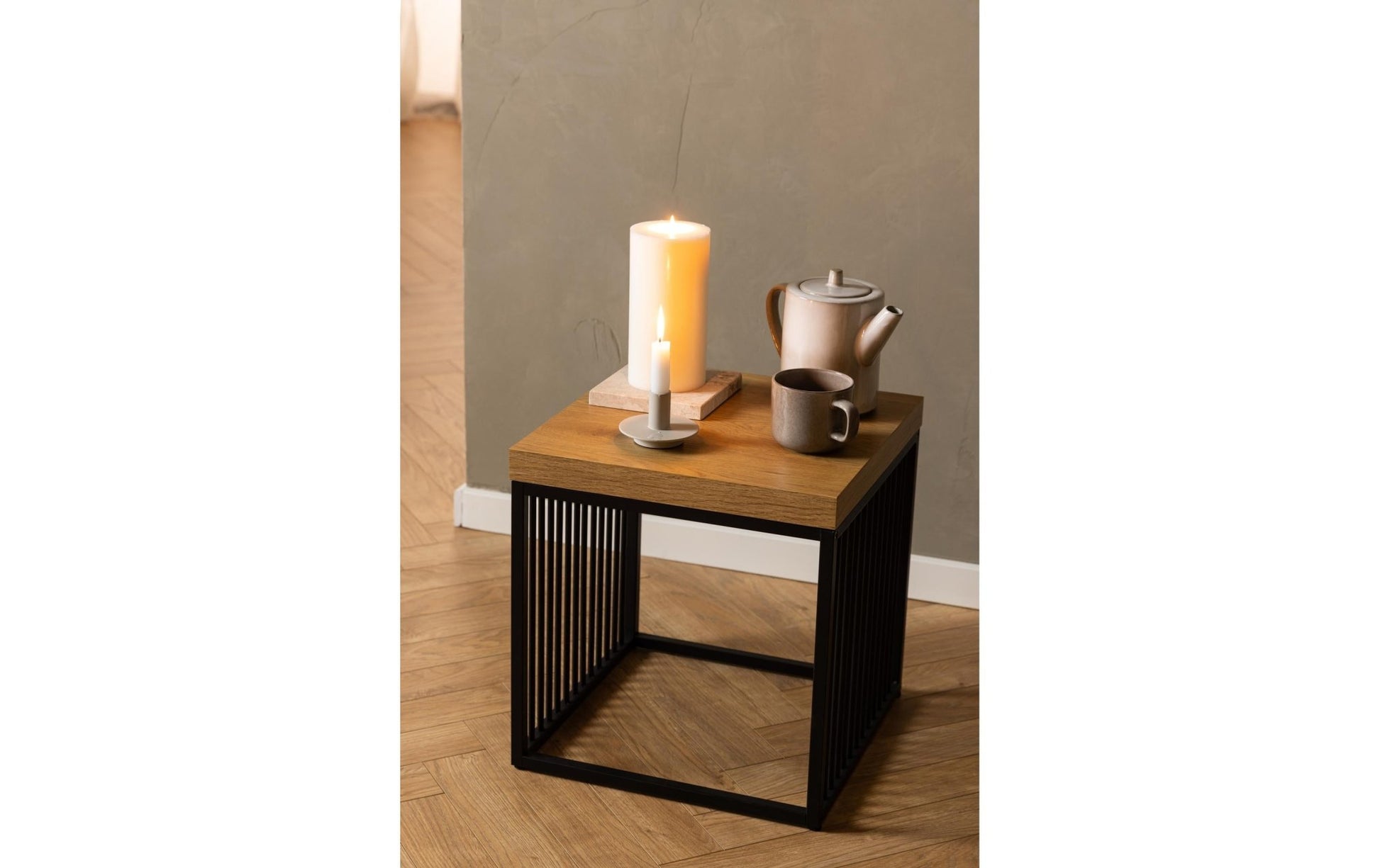 Beistelltisch Strington 40 x 40 x 42 cm, Braun/Schwarz - MEGART