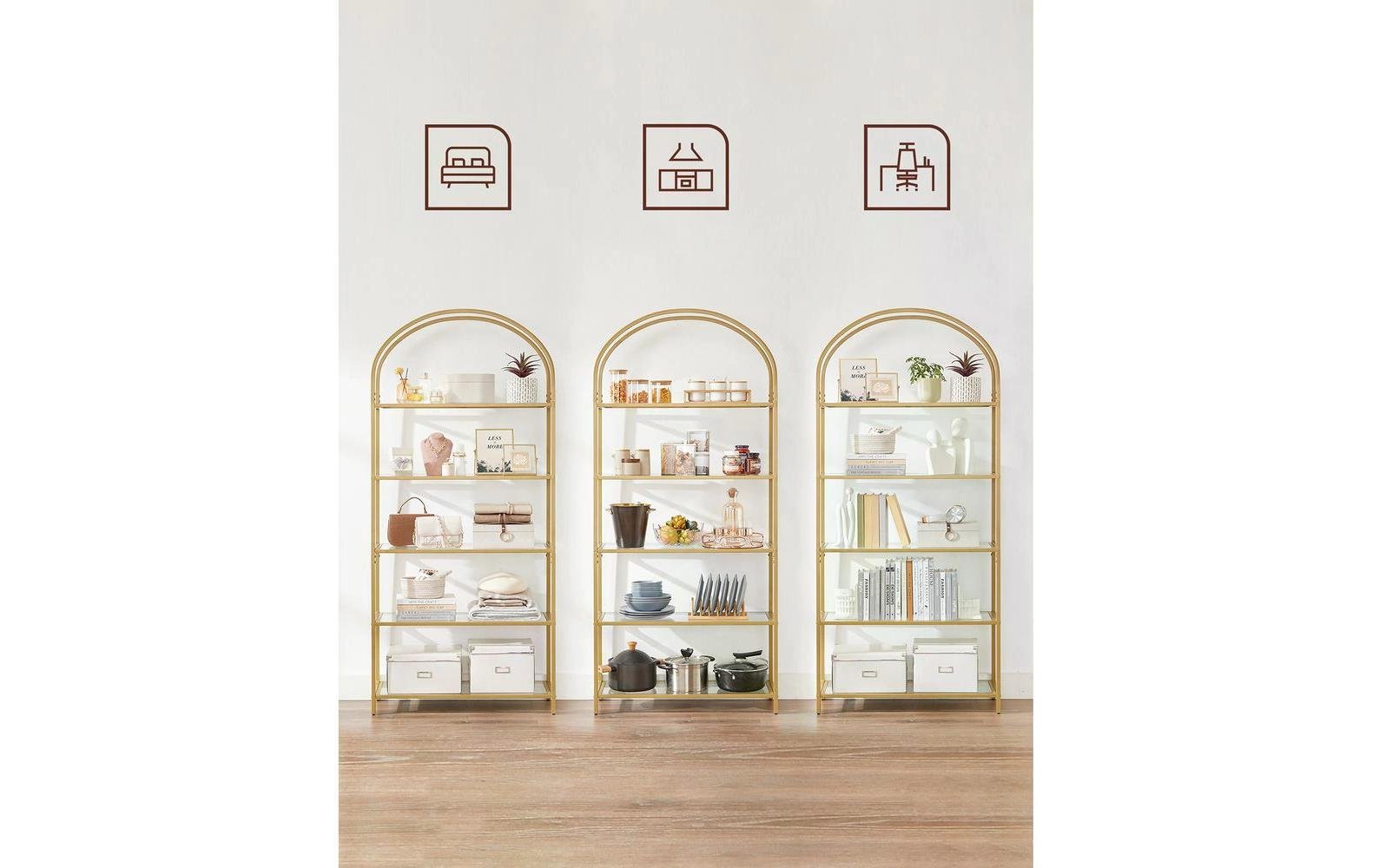 Regal 30.2 x 83 x 1 cm, Gold - MEGART