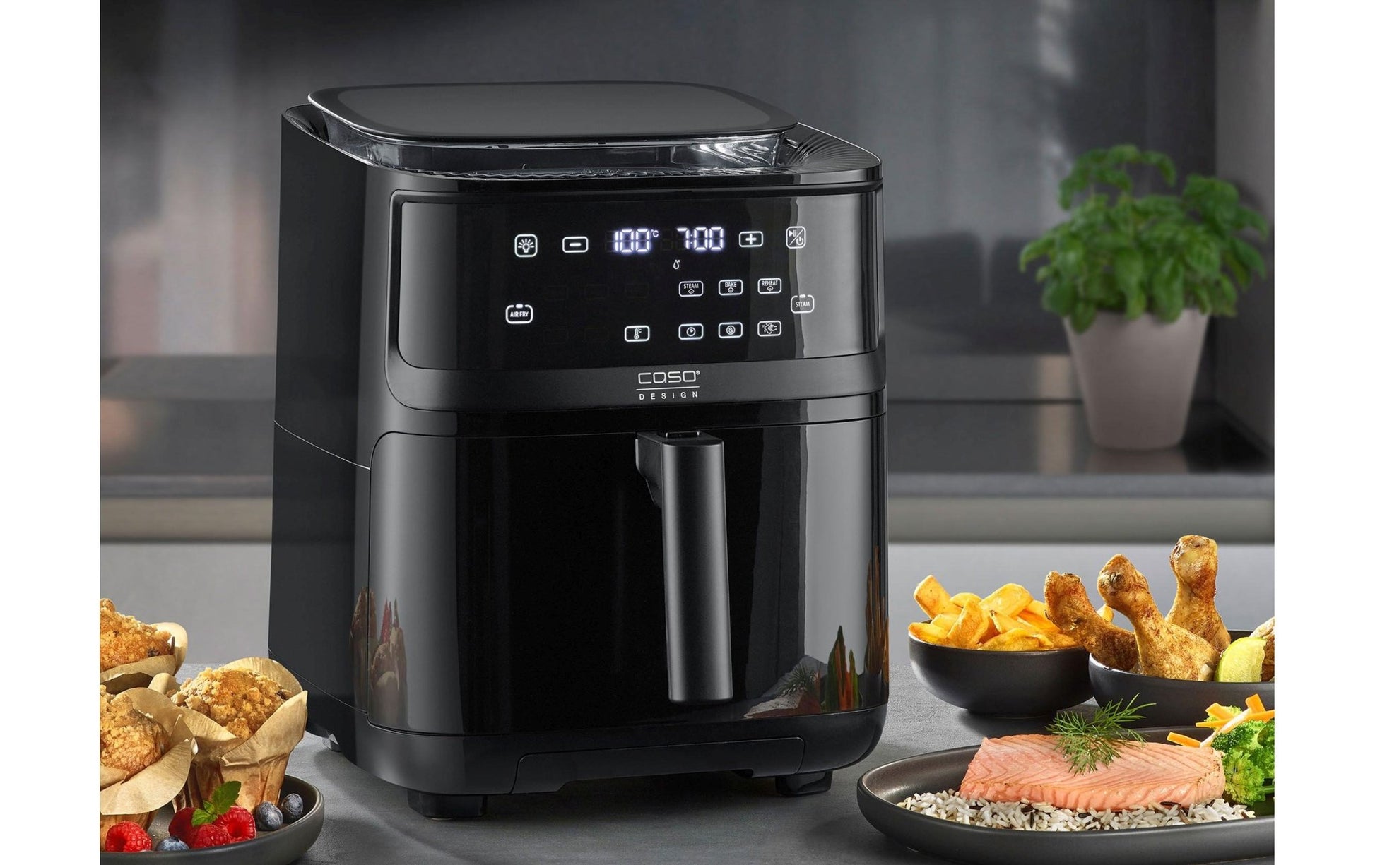 Heissluft - Fritteuse AirFry & Steam 700 1.3 kg, Schwarz - MEGART