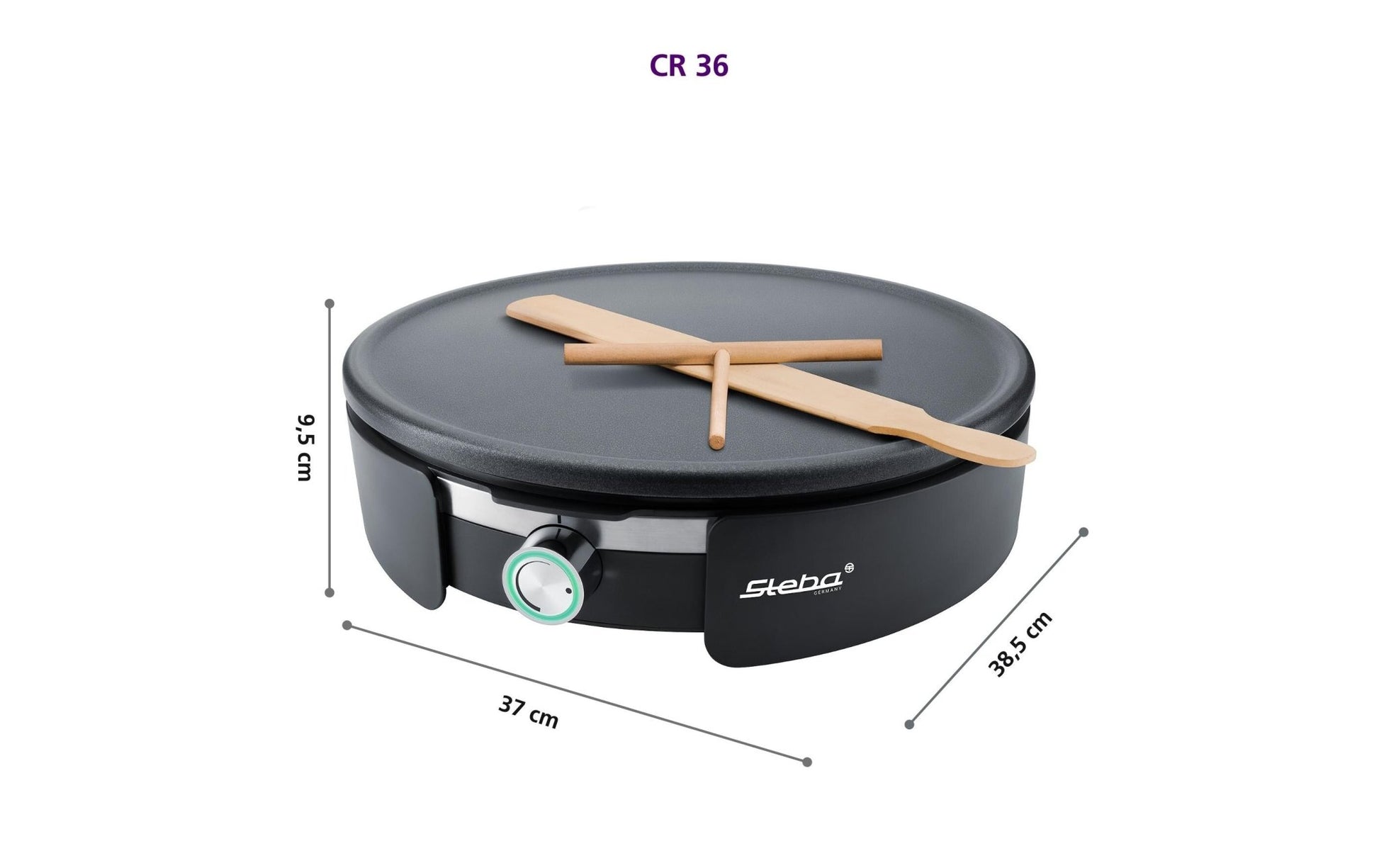 Crêpe Maker XXL CR36 1500 W, Schwarz - MEGART