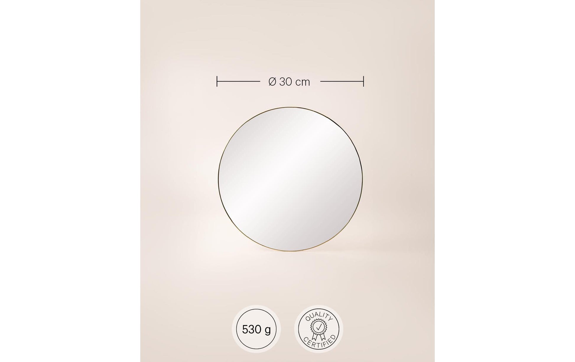 Spiegel Ø 30 cm, Gold - MEGART