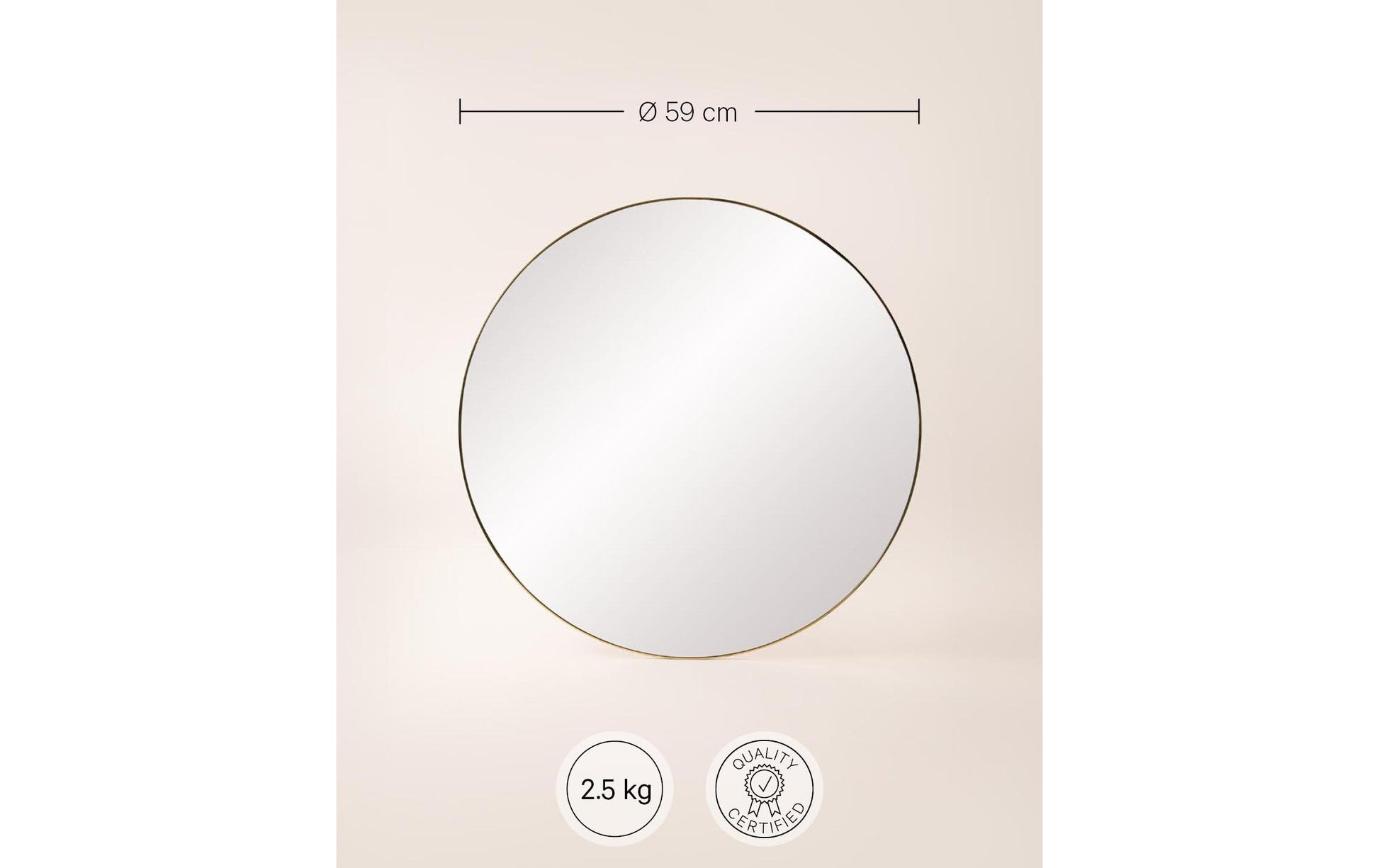 Spiegel Ø 59 cm, Gold - MEGART