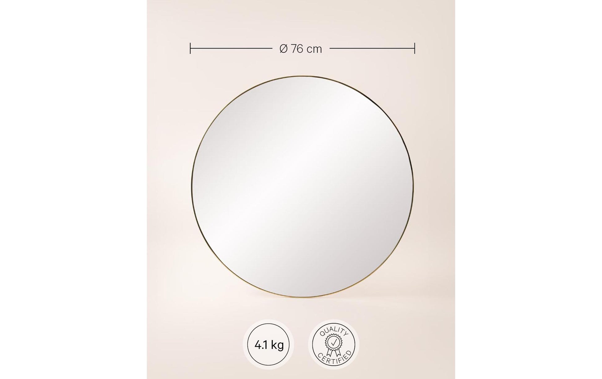 Spiegel Ø 76 cm, Gold - MEGART