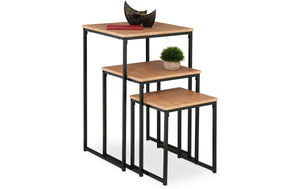 Beistelltisch 3er Set Hellbraun/Schwarz