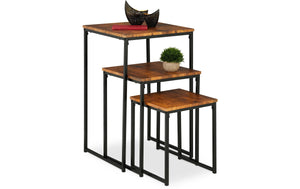 Beistelltisch 3er Set Braun/Schwarz