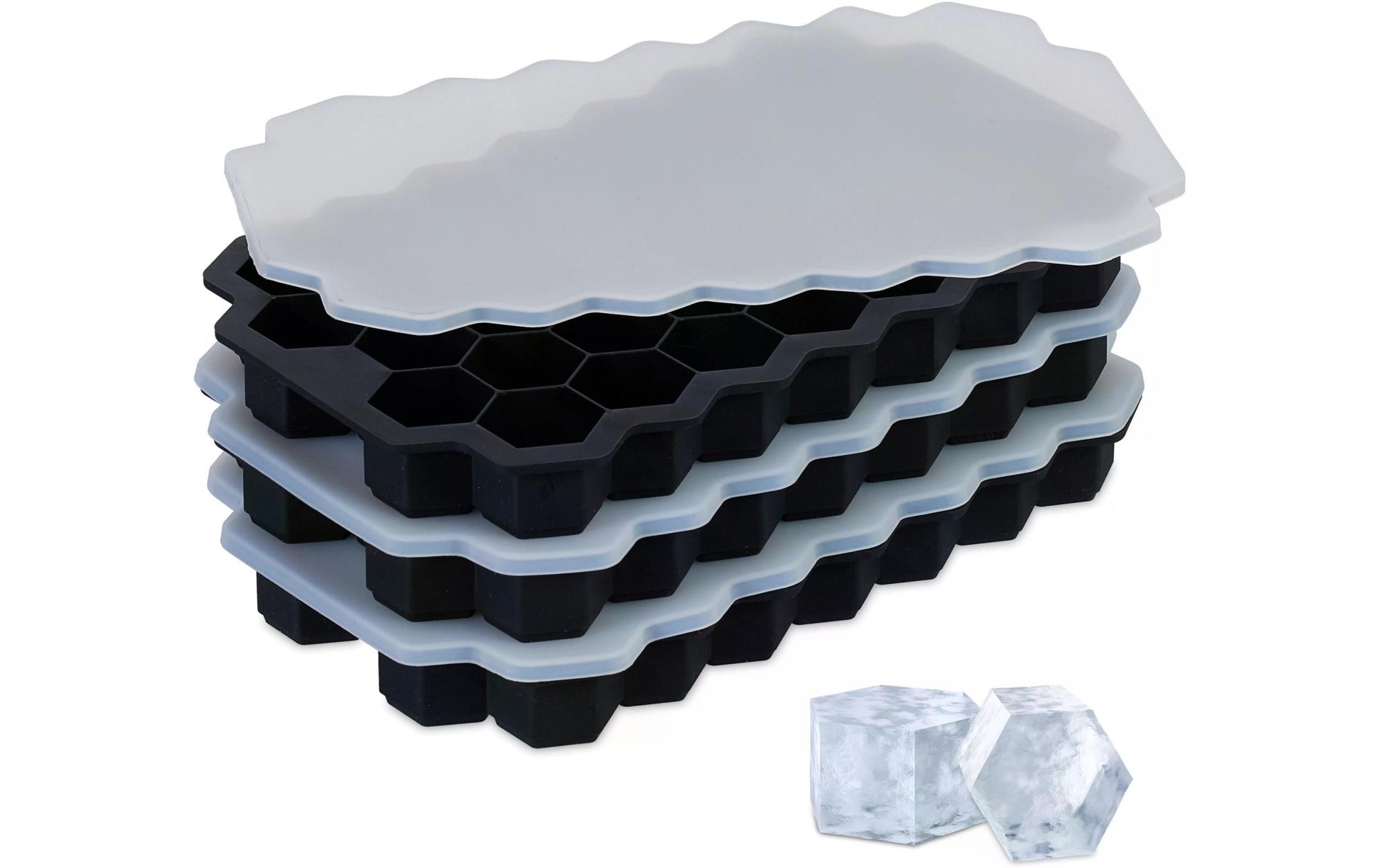Eiswürfelform 3 Stück, Schwarz/Weiss - MEGART