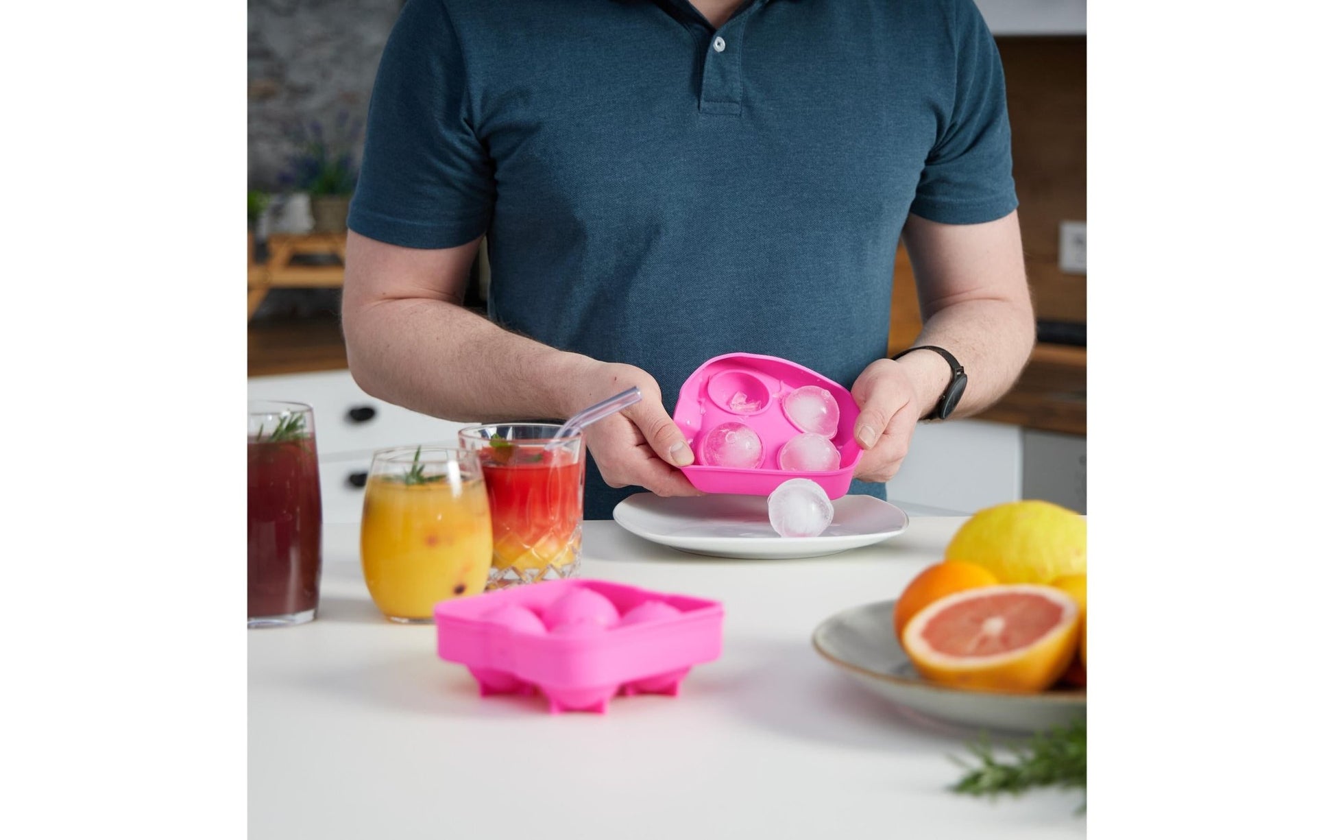 Eiswürfelform Kugel 2 Stück, Pink - MEGART