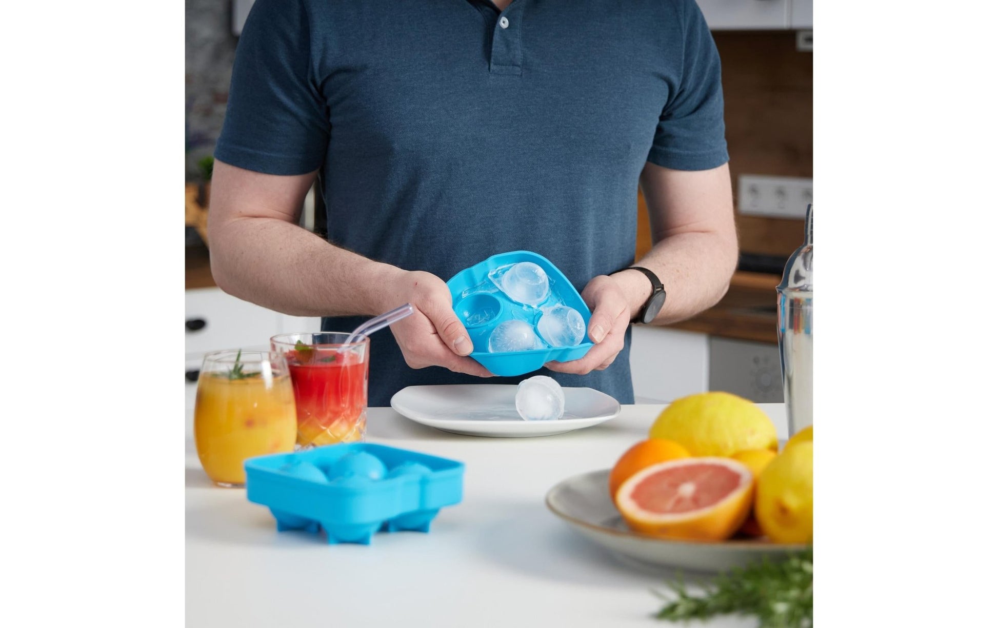 Eiswürfelform Kugel 2 Stück, Blau - MEGART