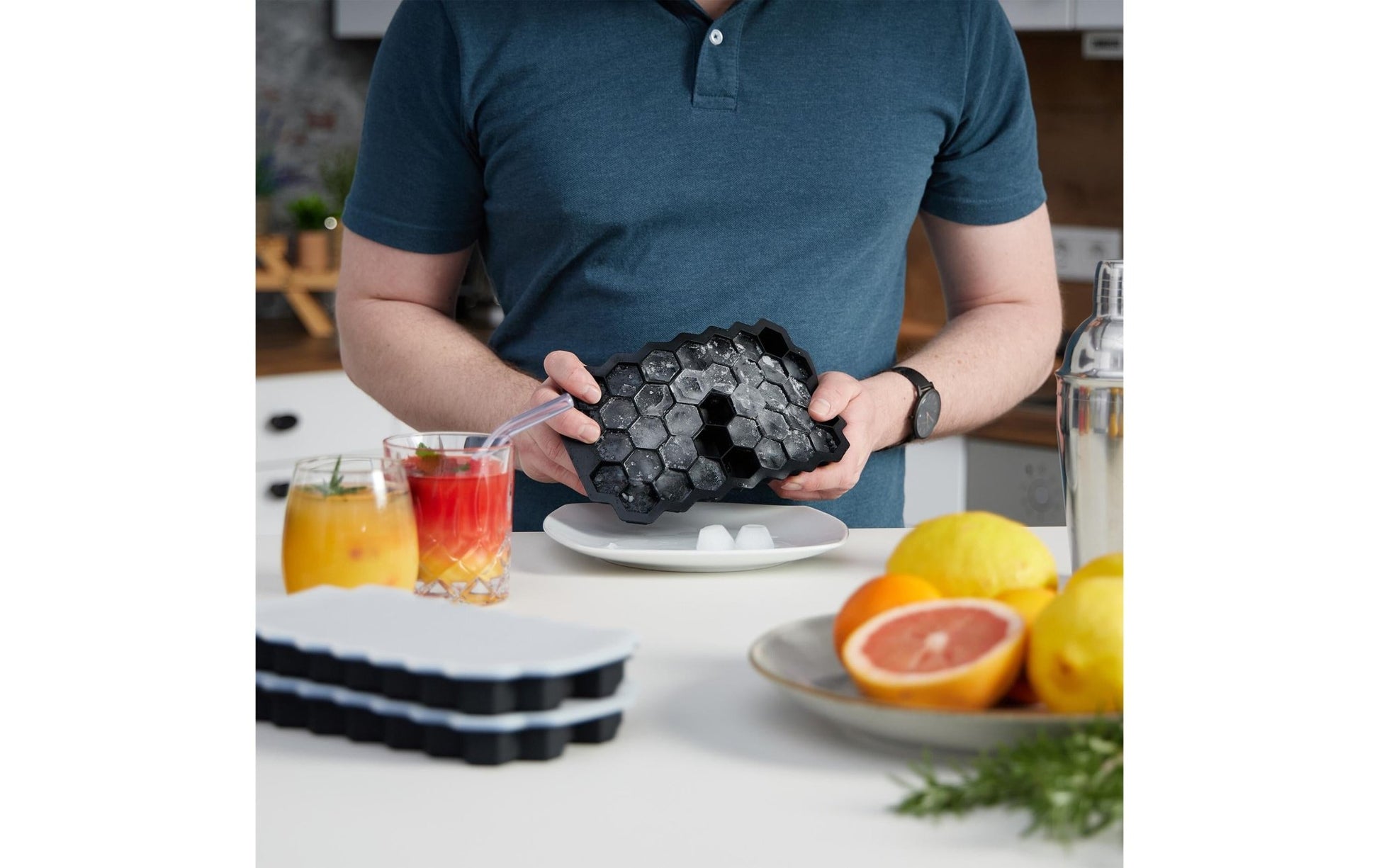 Eiswürfelform 3 Stück, Schwarz/Weiss - MEGART