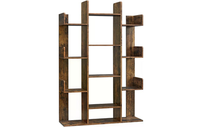 Regal mit 13 Ablagen 86 x 25 x 140 cm, Braun - MEGART