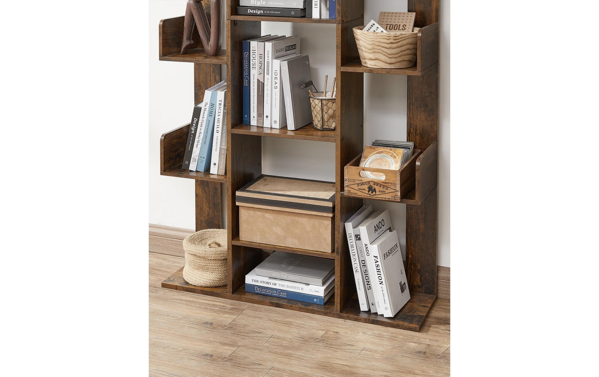 Regal mit 13 Ablagen 86 x 25 x 140 cm, Braun - MEGART