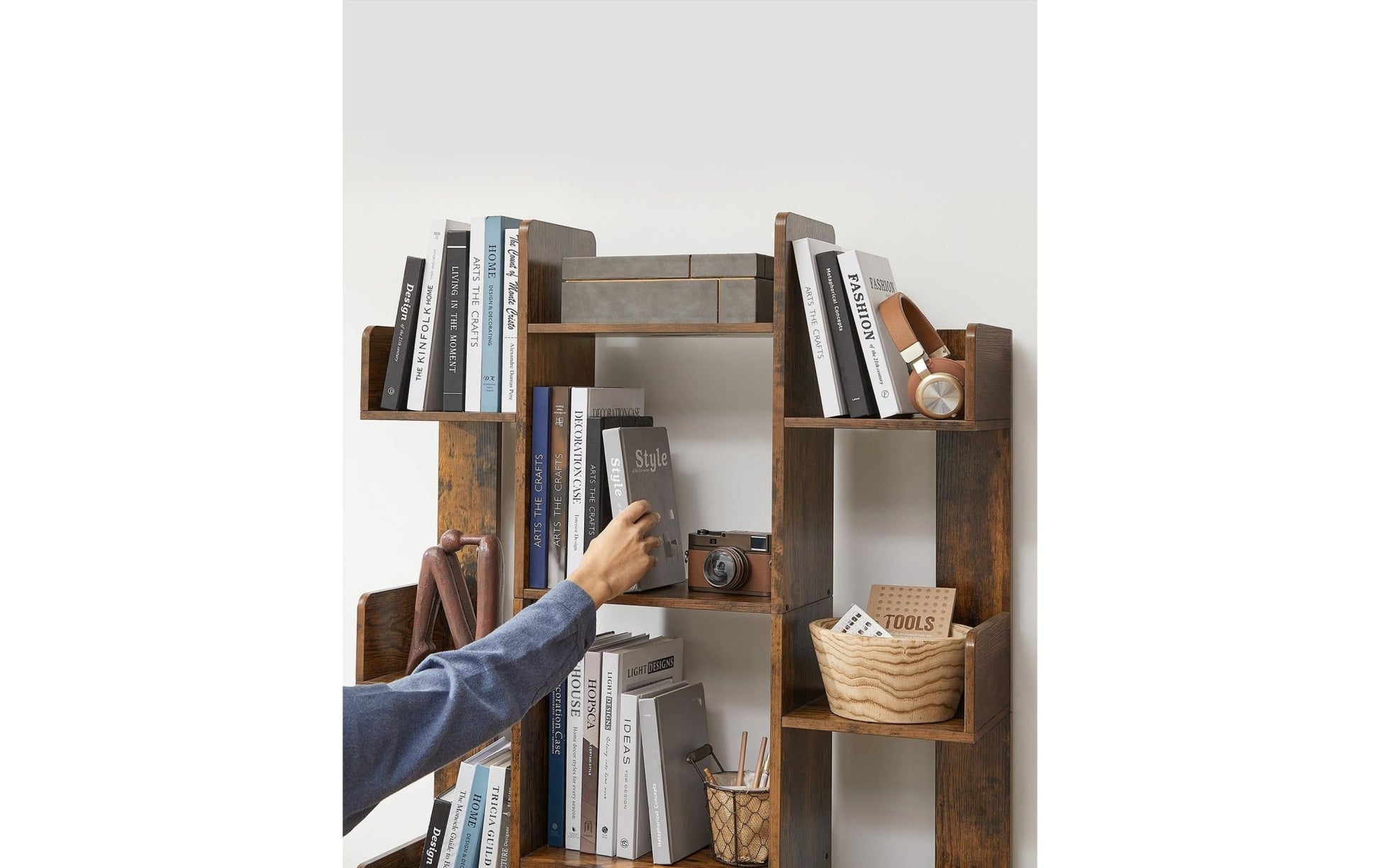 Regal mit 13 Ablagen 86 x 25 x 140 cm, Braun - MEGART