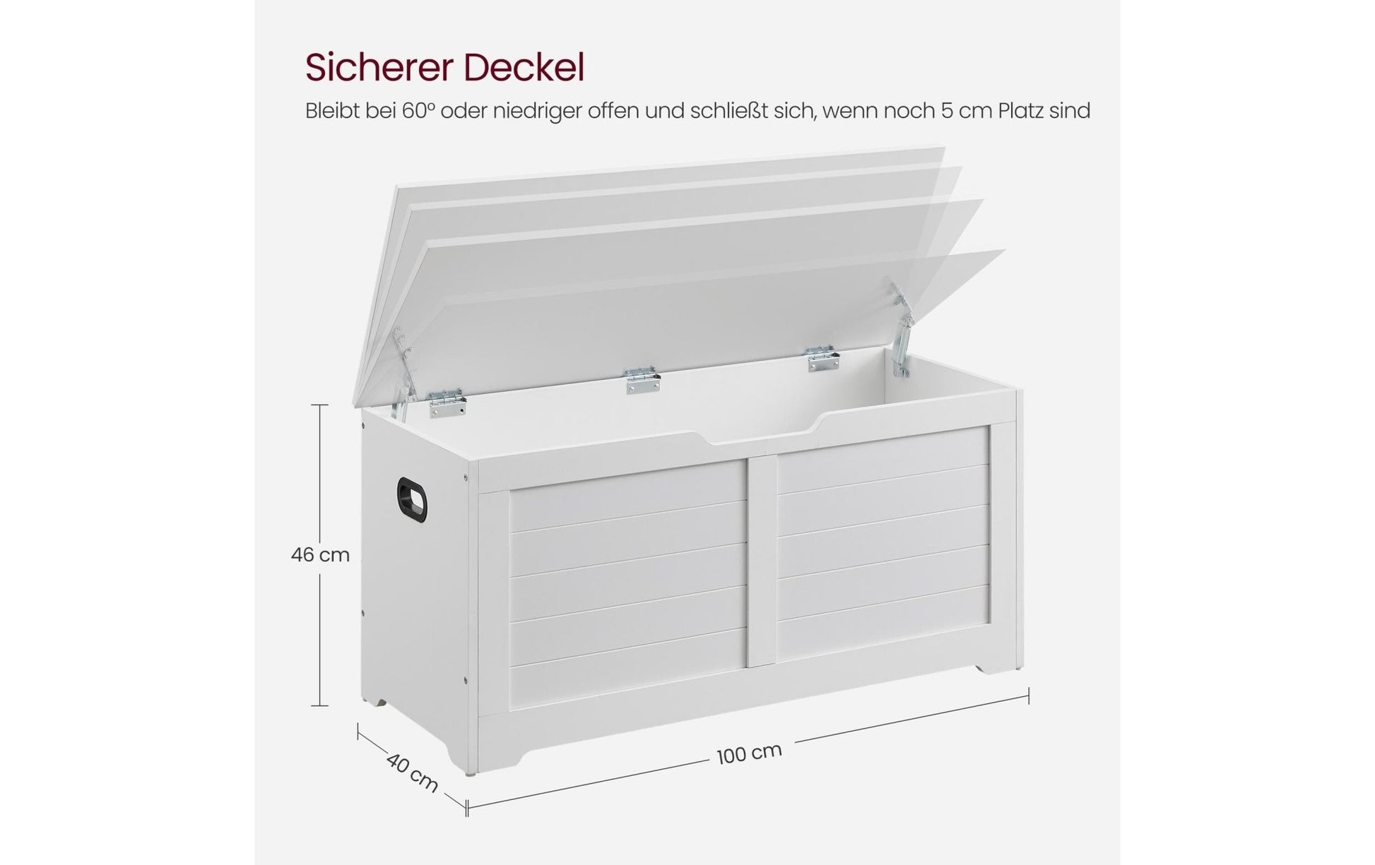 Sitztruhe im Landhausstil 100 x 40 x 46 cm, Weiss matt - MEGART