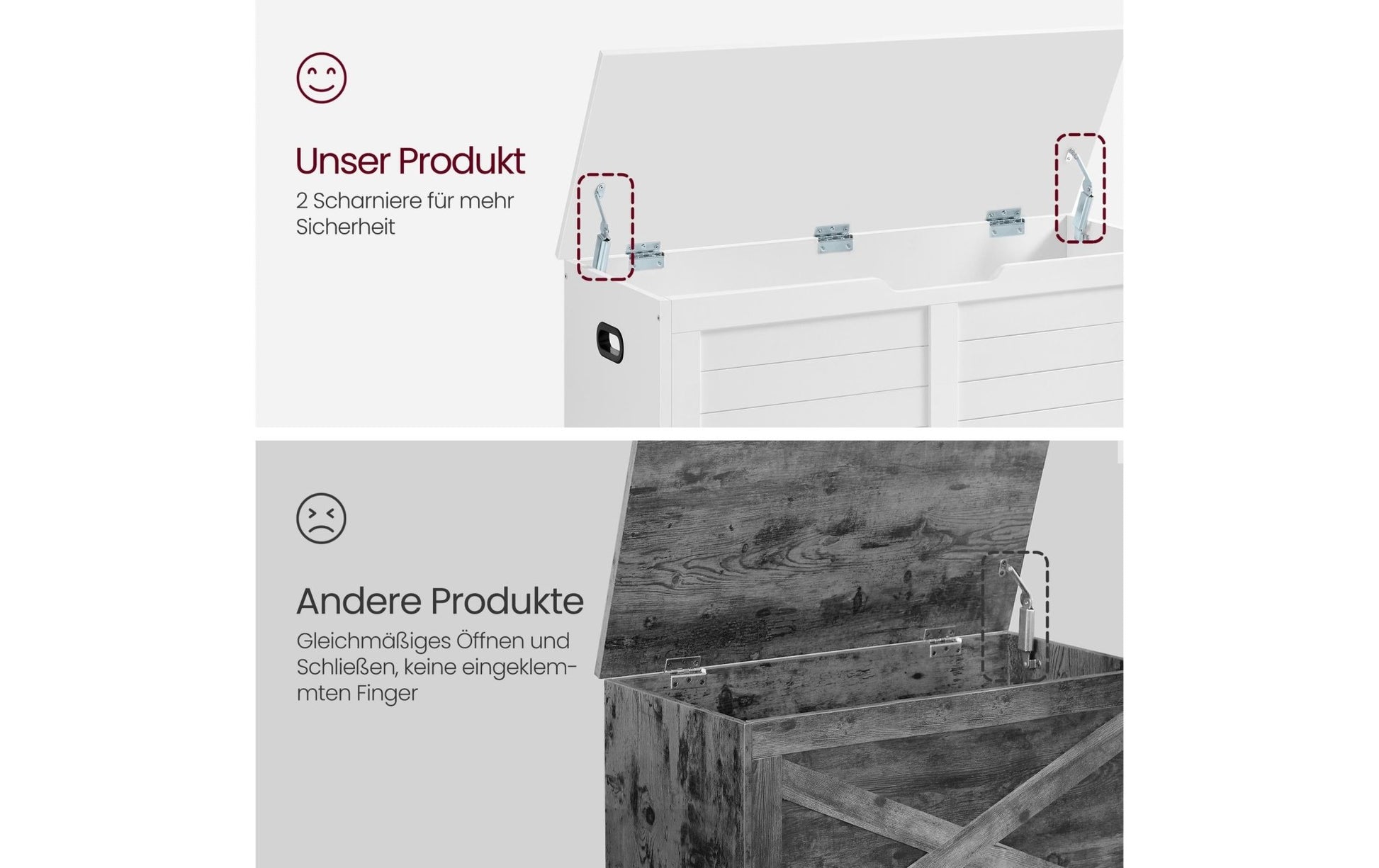 Sitztruhe im Landhausstil 100 x 40 x 46 cm, Weiss matt - MEGART