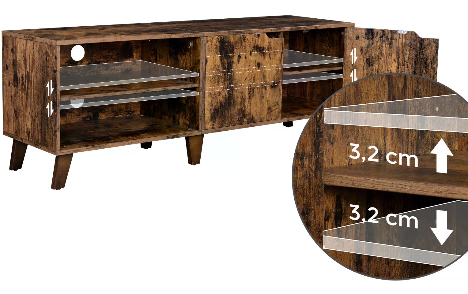 TV - Möbel mit 2 Ablagen 140 x 40 x 50 cm, Braun - MEGART