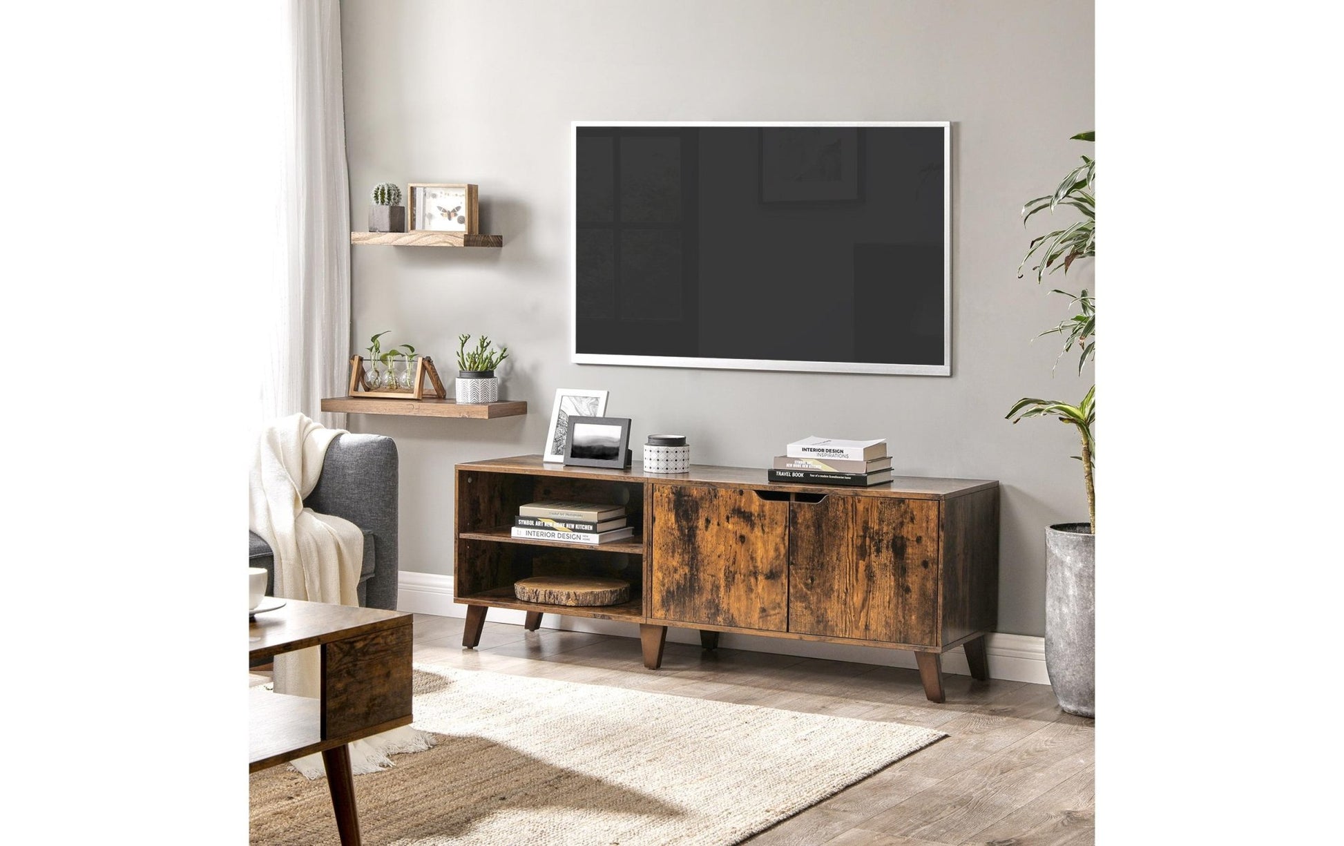 TV - Möbel mit 2 Ablagen 140 x 40 x 50 cm, Braun - MEGART