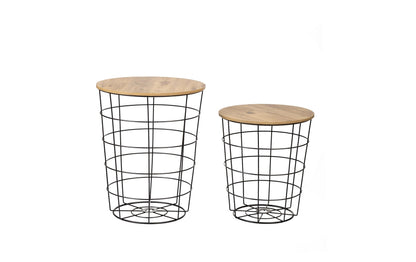 Couchtisch Axel Ø 39/44 cm, 2 Stück, Nature/Schwarz